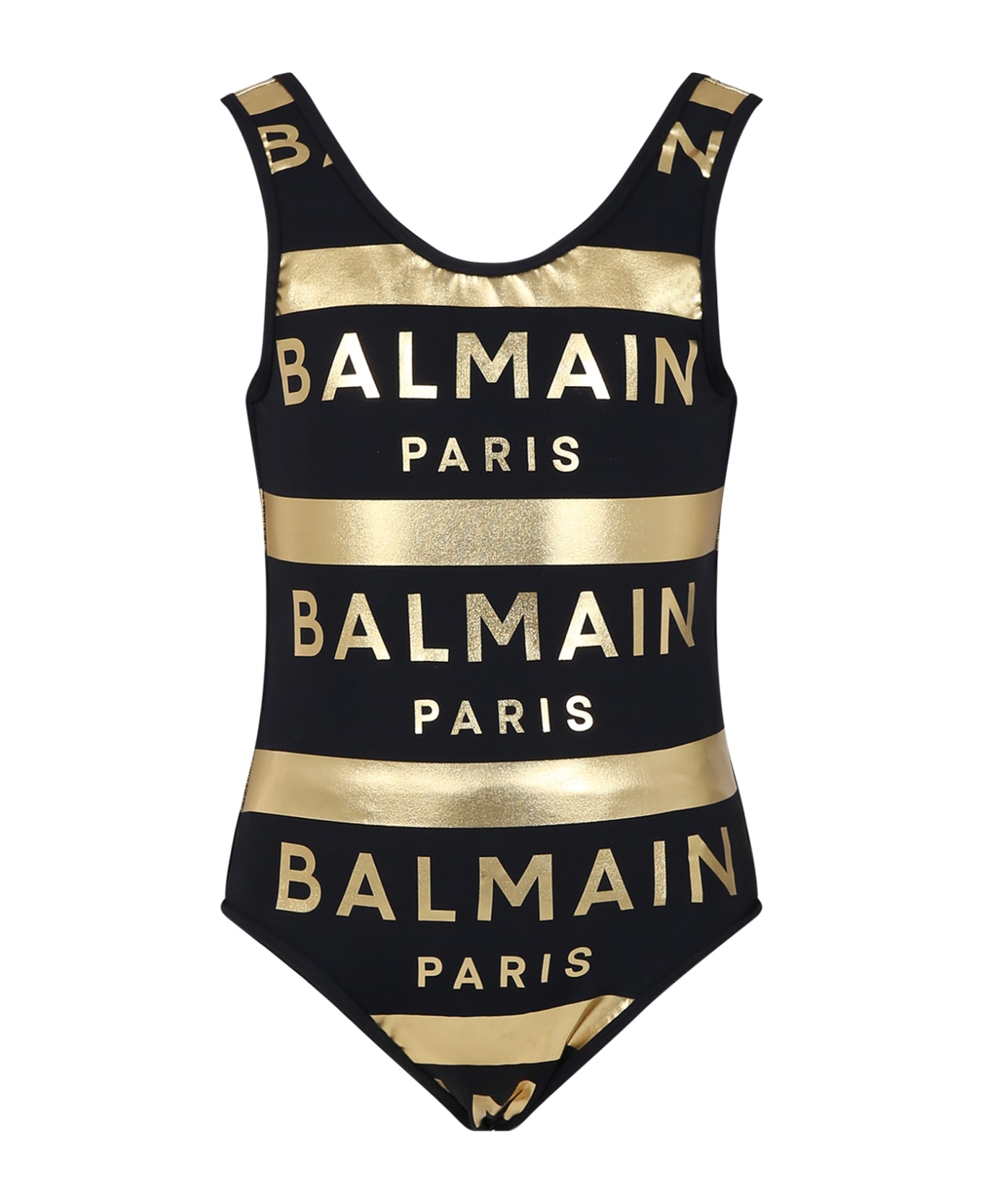 Balmain Black Swimsuit For Girl With Logo - Black