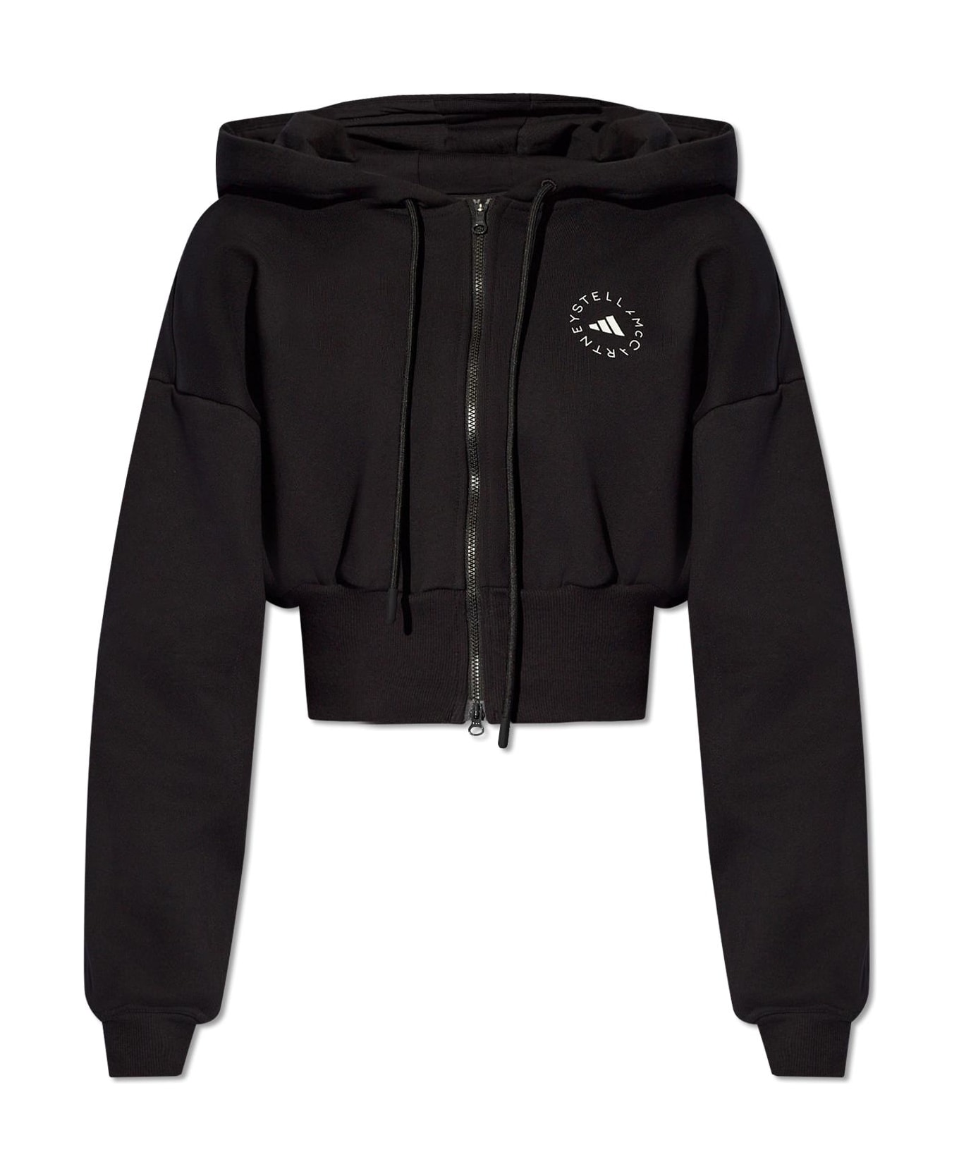 Adidas by Stella McCartney Cropped Hoodie With Logo - Black