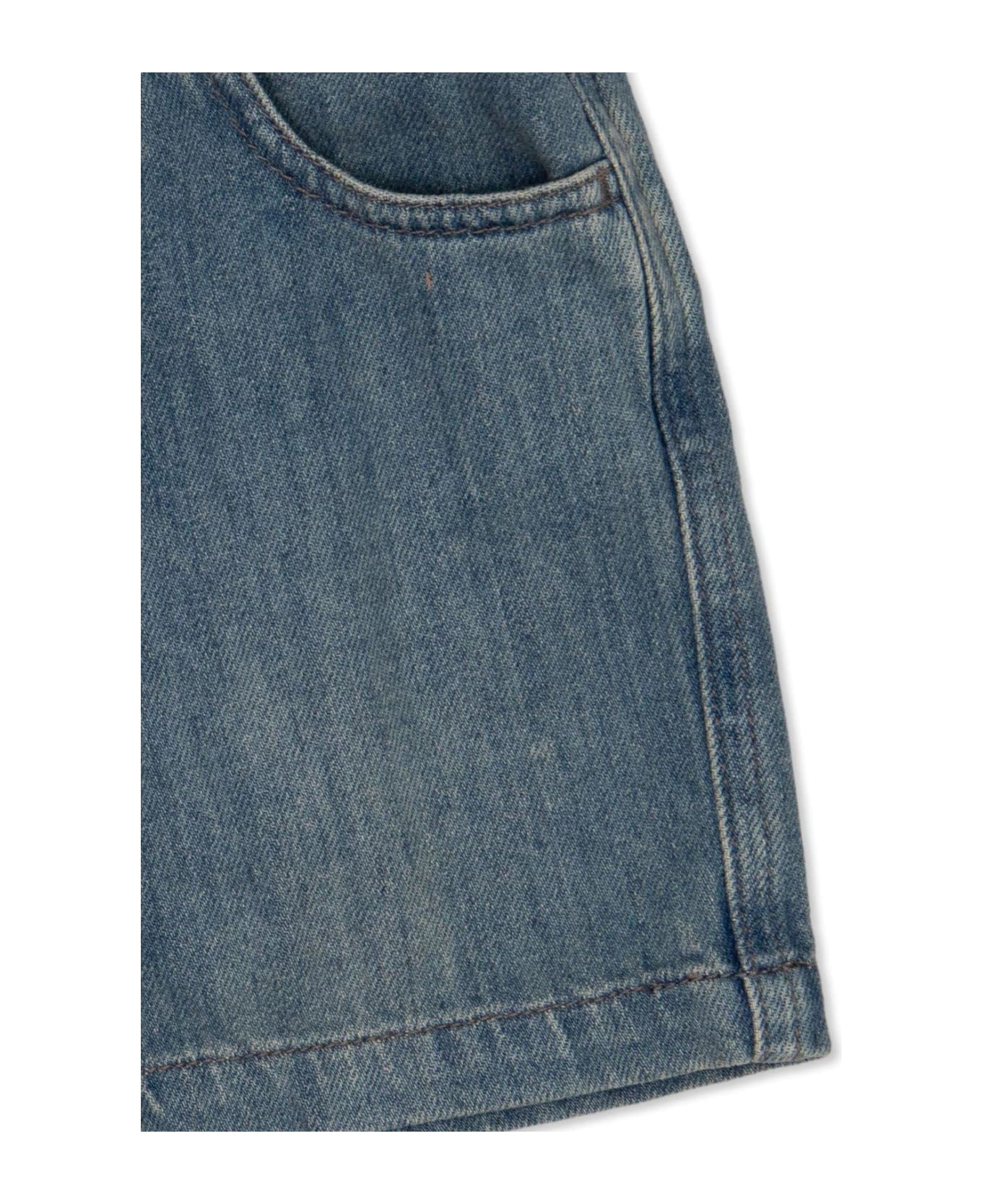 Gucci Web Detailed Mid-rise Denim Shorts - Blue