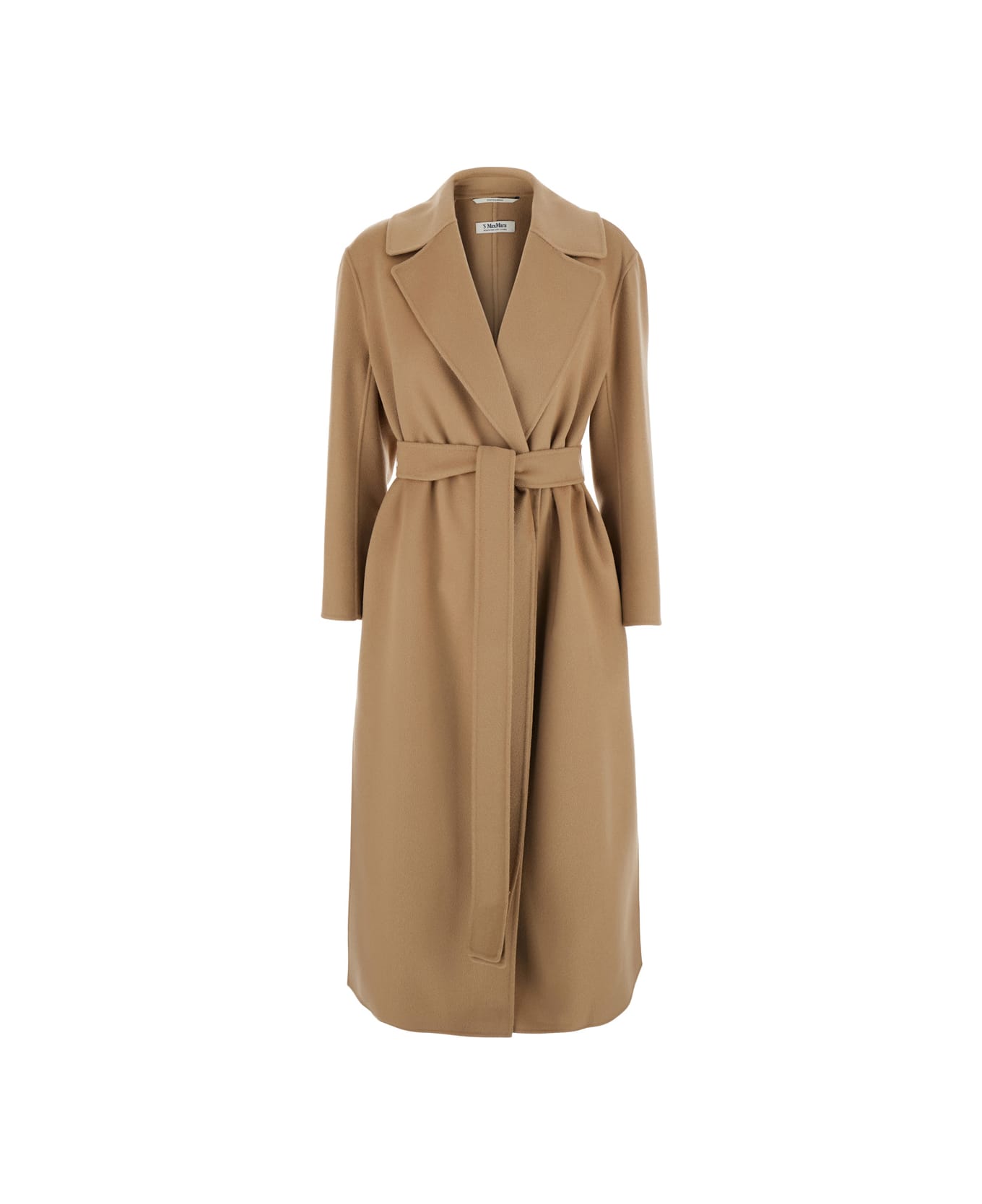 
S Max Mara 
livia
 Beige Coat With Waist Belt In Virgin Wool Woman - Beige