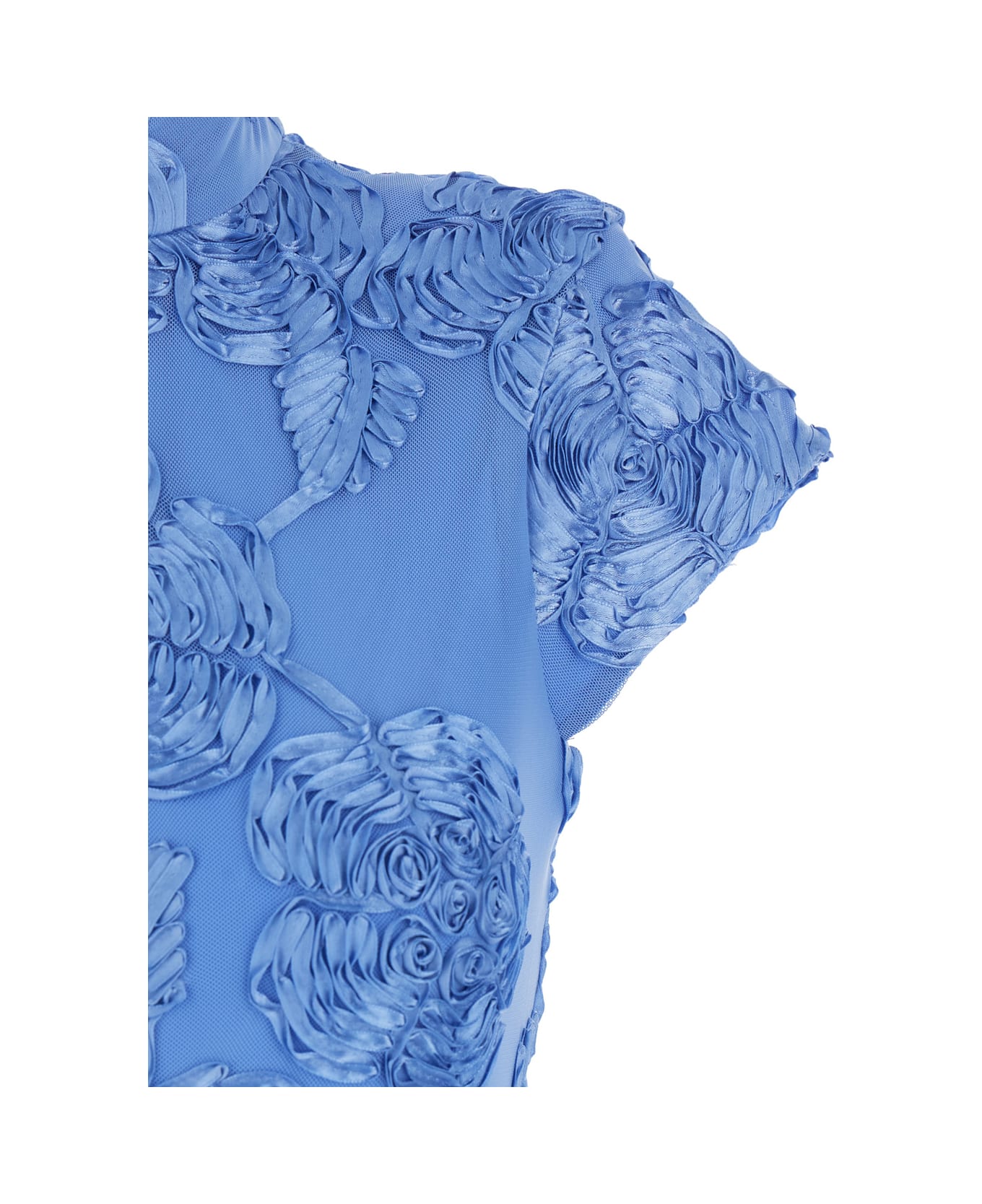 Rotate by Birger Christensen Blue Long Dress With High Neck And All-over Floral Motif In Fabric Woman - Blu