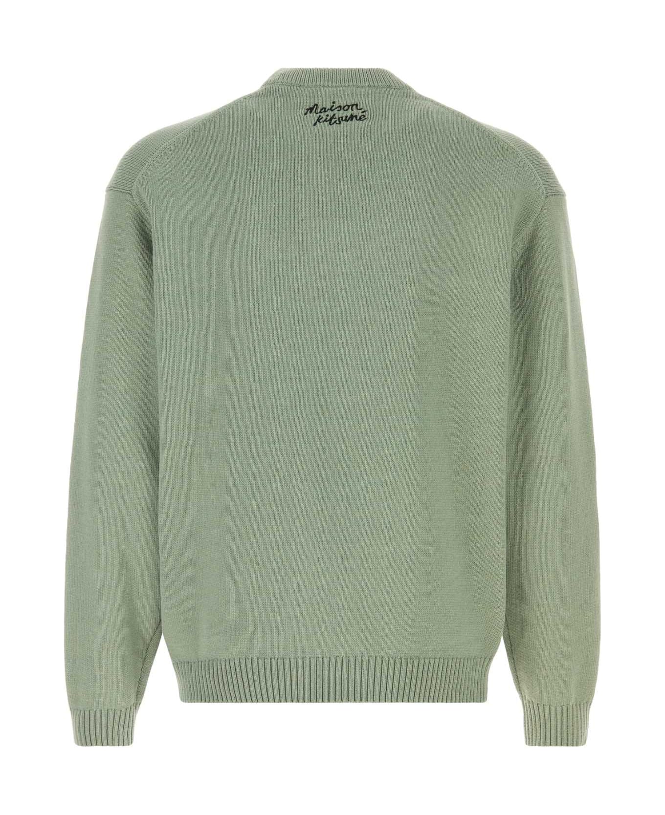 Maison Kitsuné Mint Green Cotton Blend Sweater - VERTDEGRIS