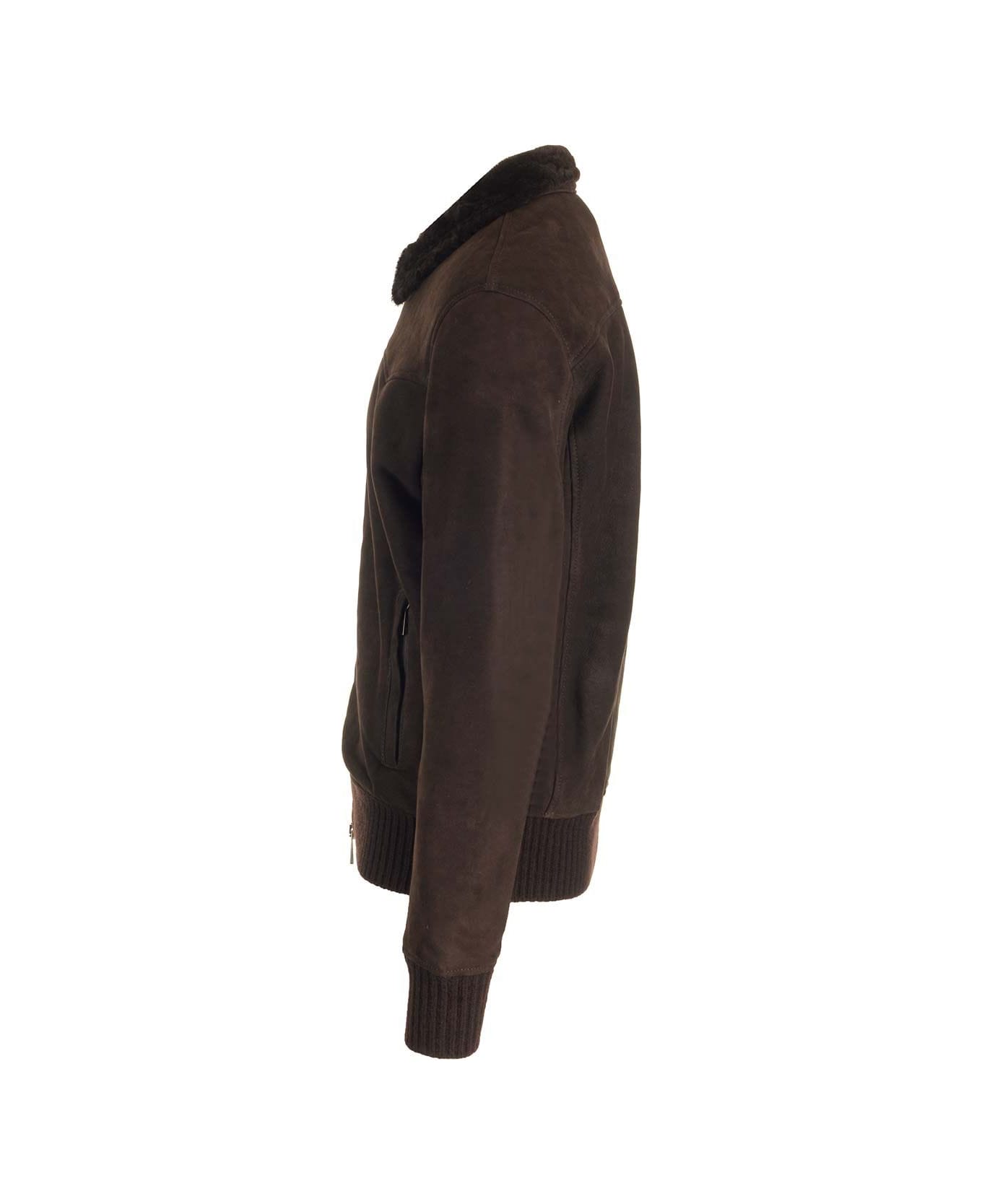 Giorgio Brato Bomber Jacket In Shearling - Brown