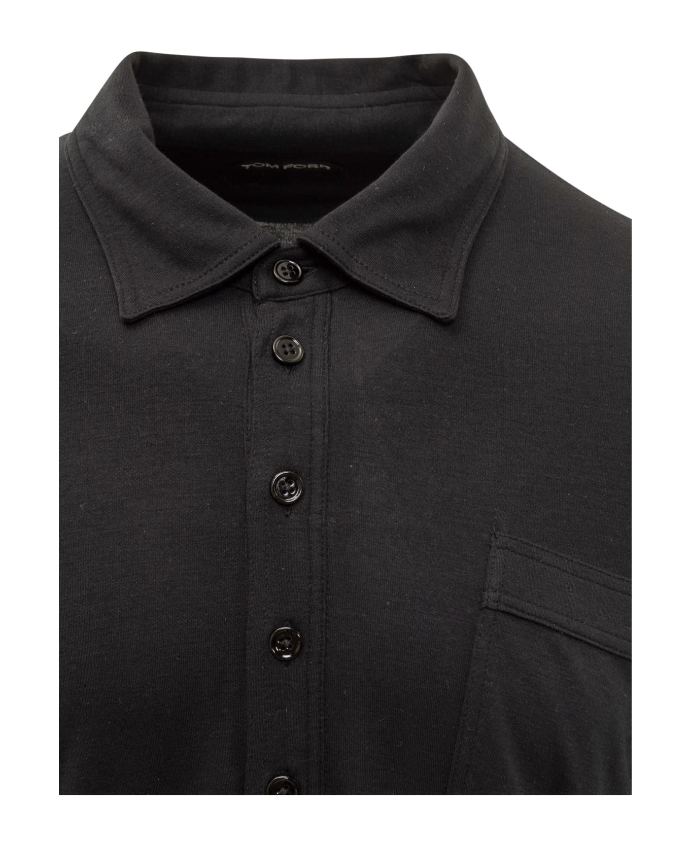 Tom Ford Black Polo Shirt In Cotton Blend Man - BLACK シャツ