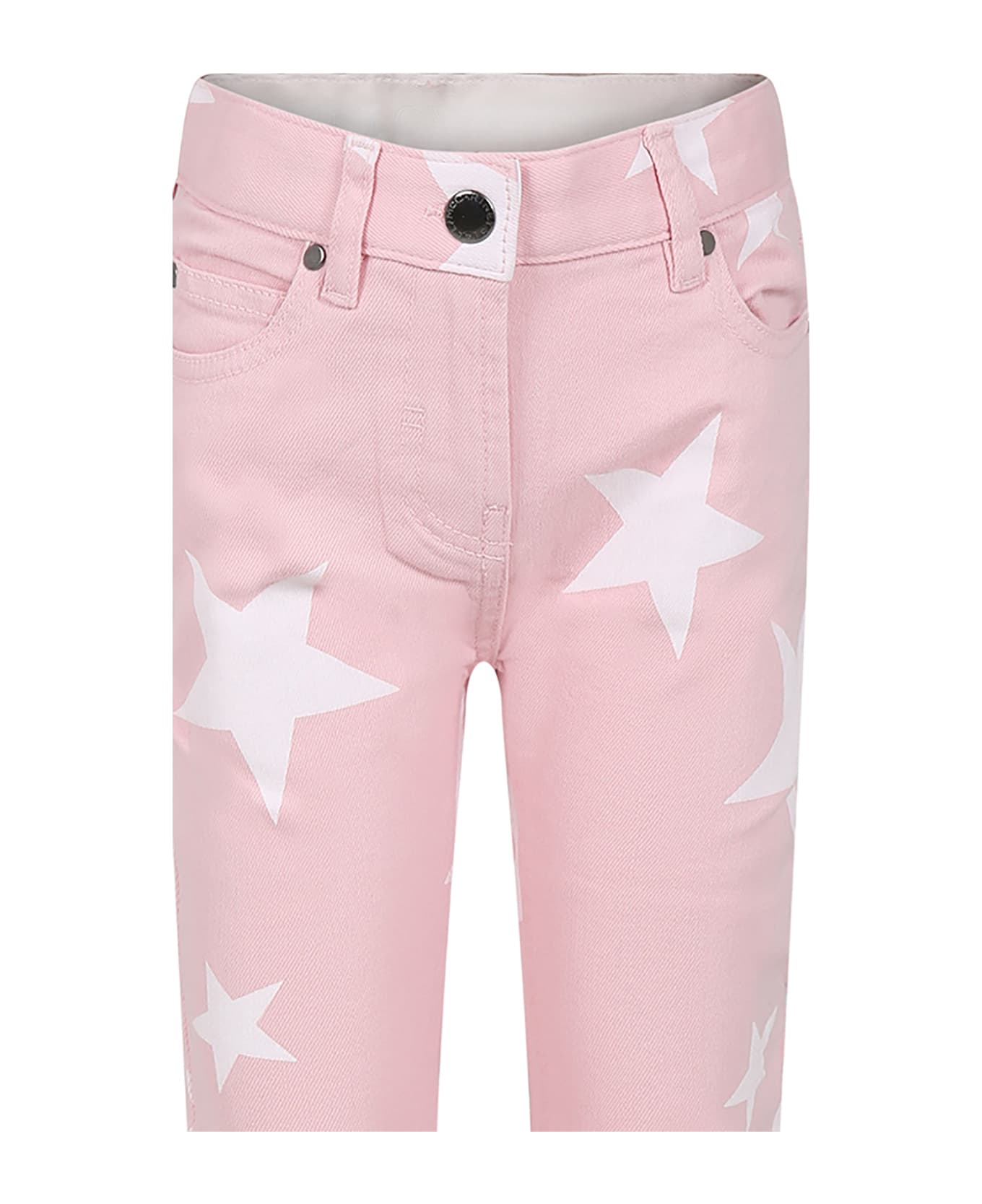 Stella McCartney Kids Pink Jeans For Girl With Stars And Logo - Pink ボトムス