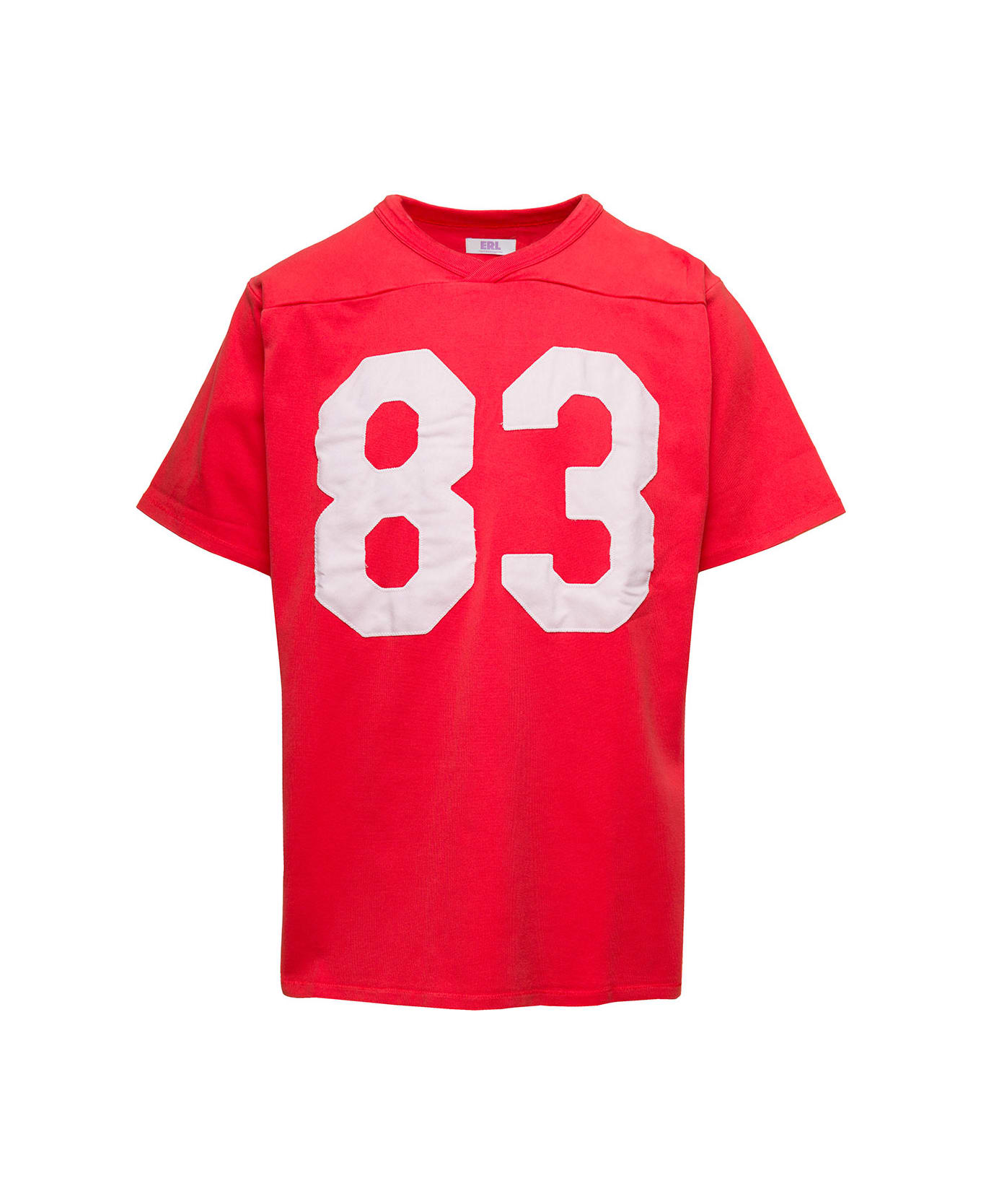ERL Red Football T-shirt With 83 Print In Cotton - Red シャツ