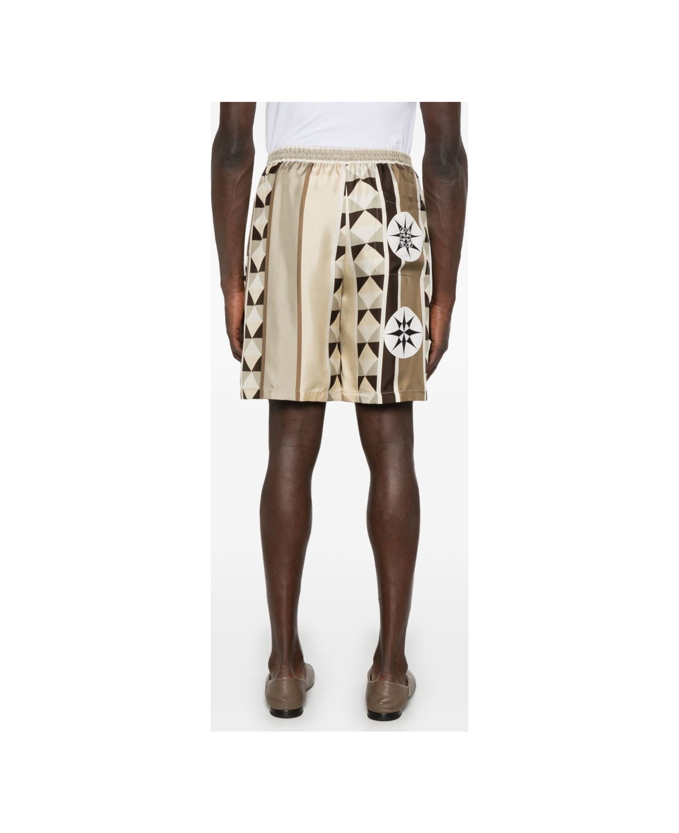 Loewe Printed Silk Shorts - Beige