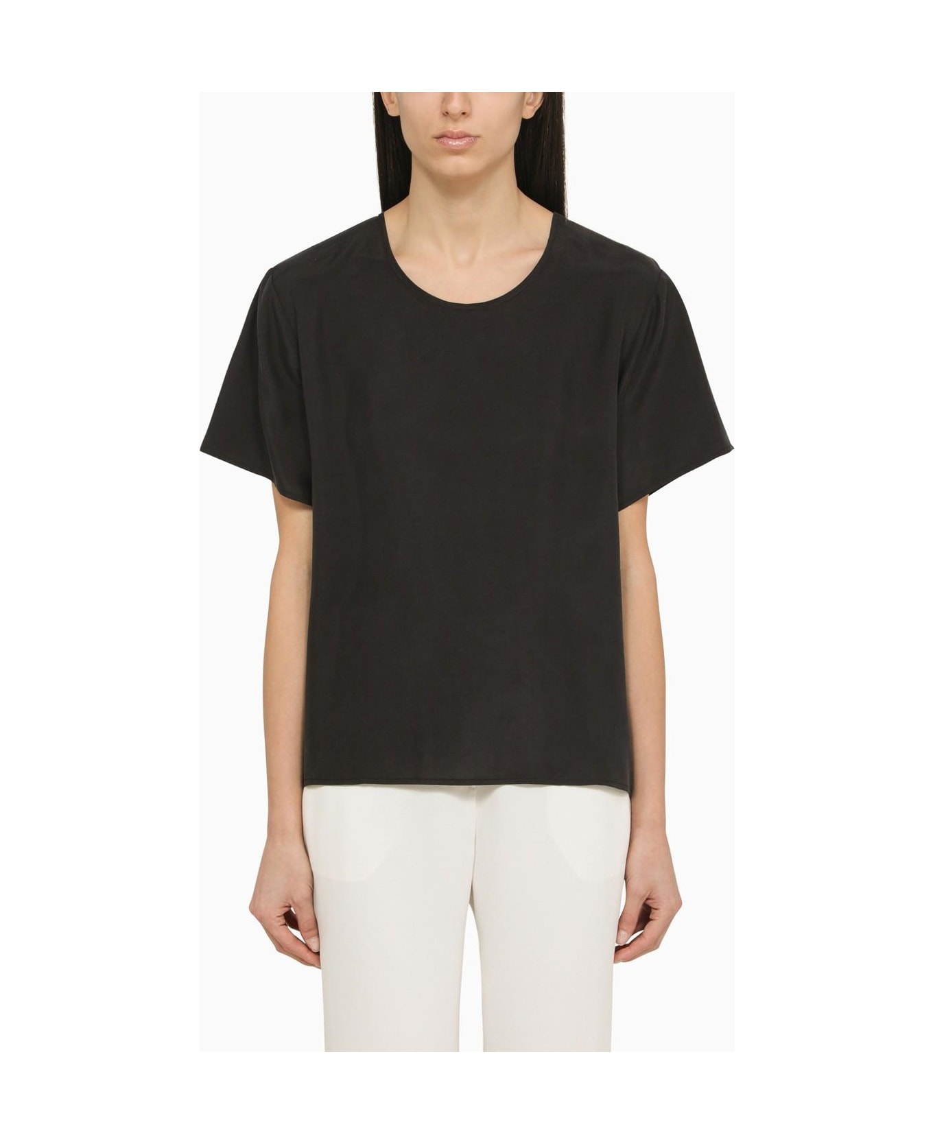 Parosh Black Silk T-shirt - Nero Tシャツ