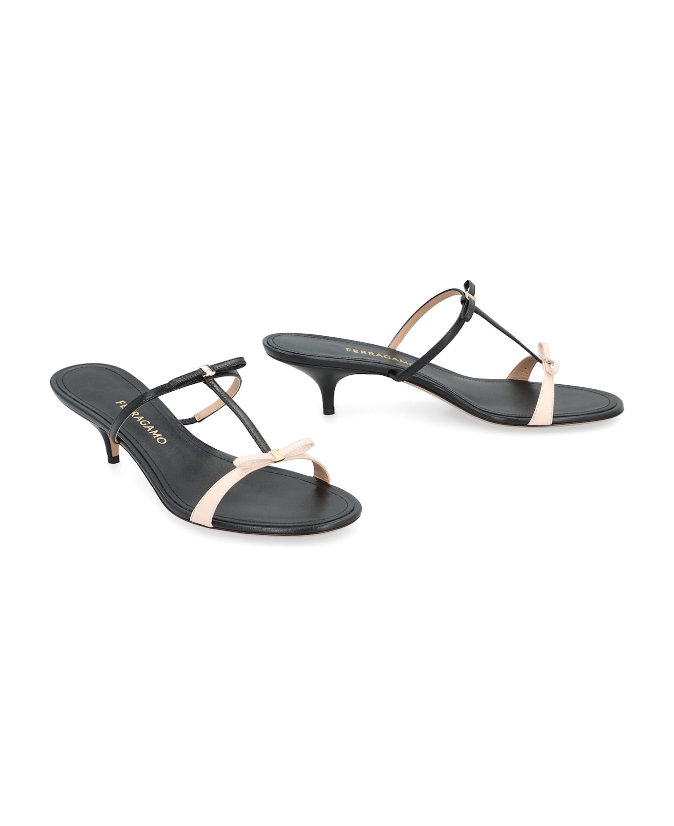 Ferragamo Mini Bow Leather Mules - black