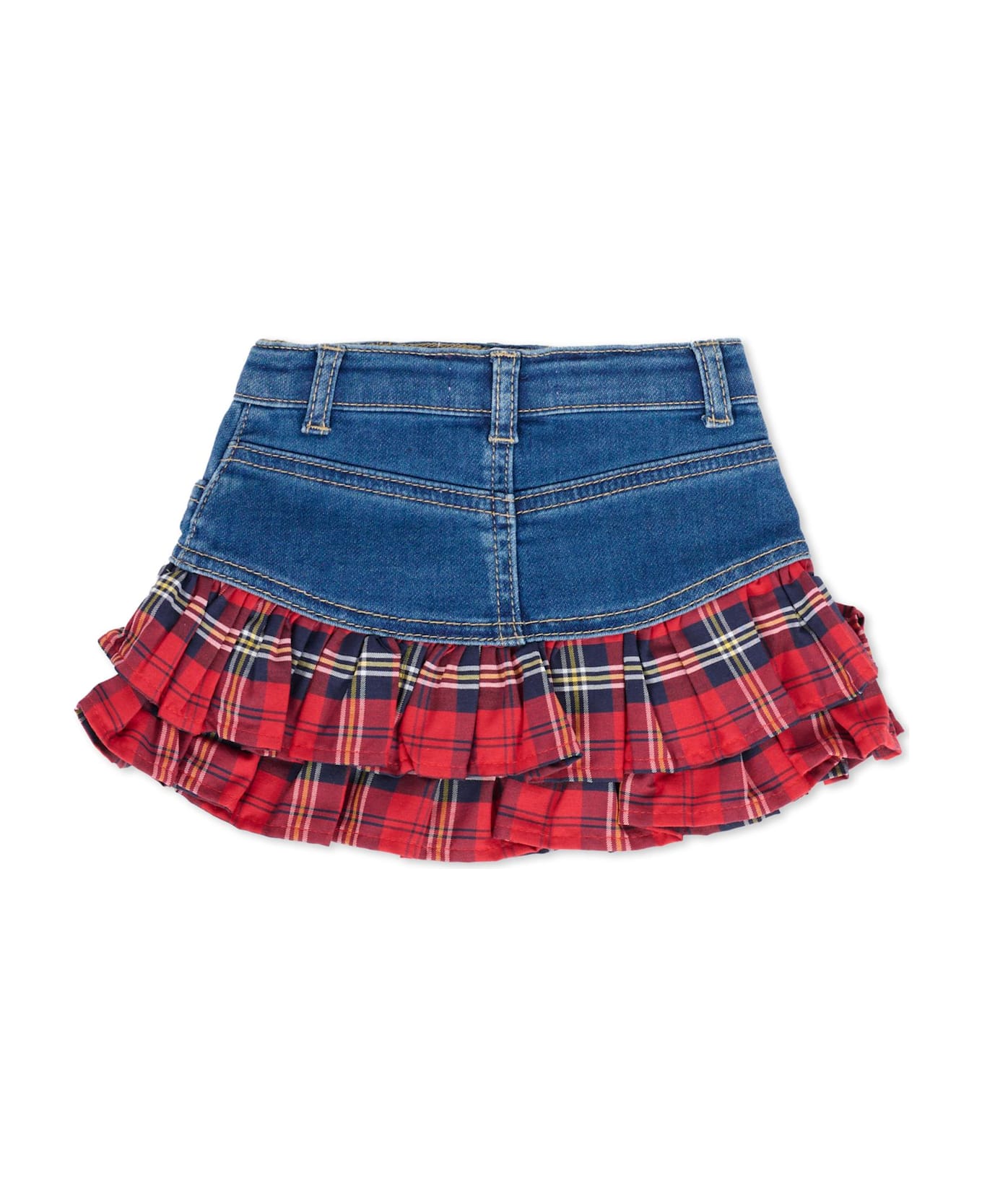 Monnalisa Blue Skirt For Baby Girl With Logo - Denim