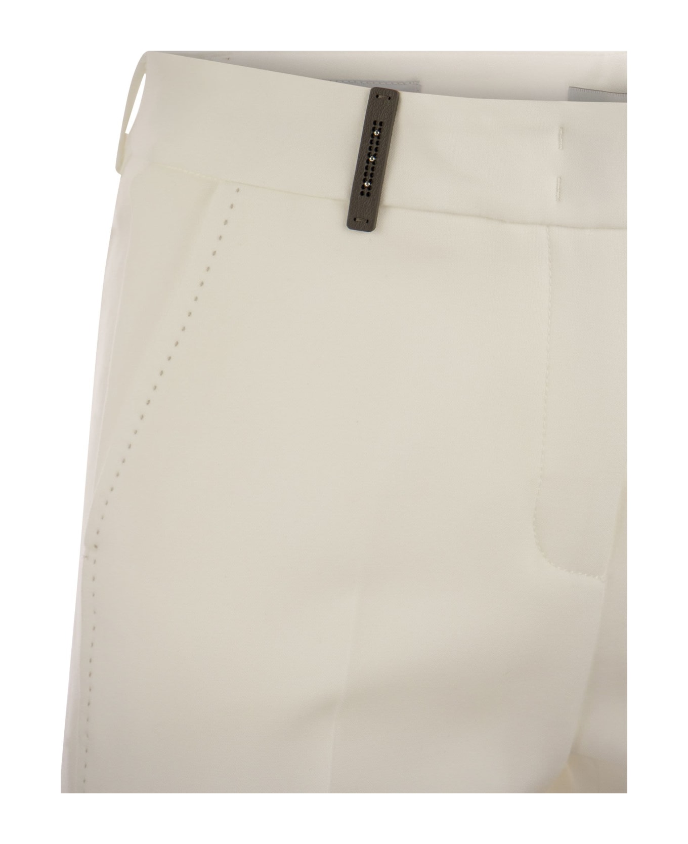 Peserico Stretch Cotton Gabardine Cigarette Trousers - White