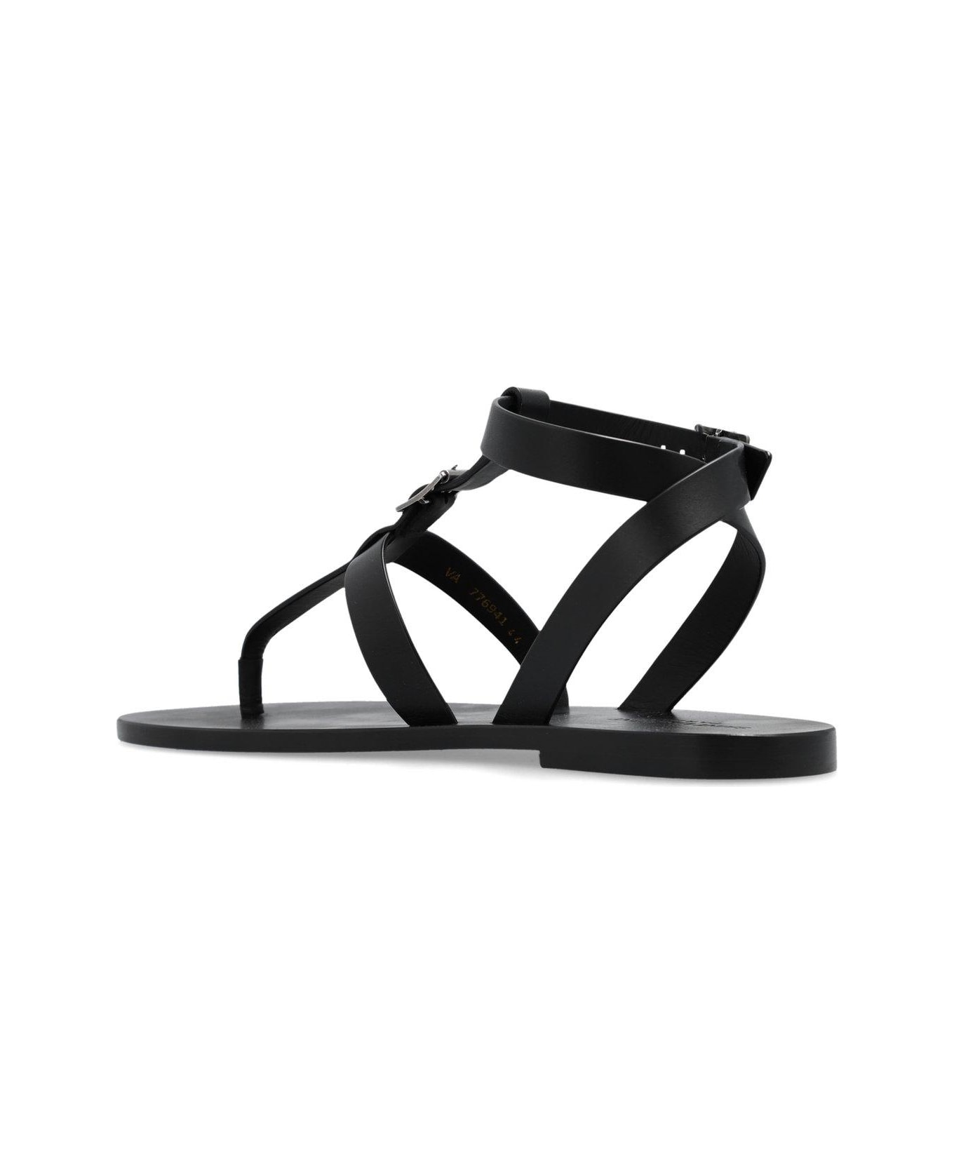 Saint Laurent Bcukle Detailed Open Toe Sandals - Black