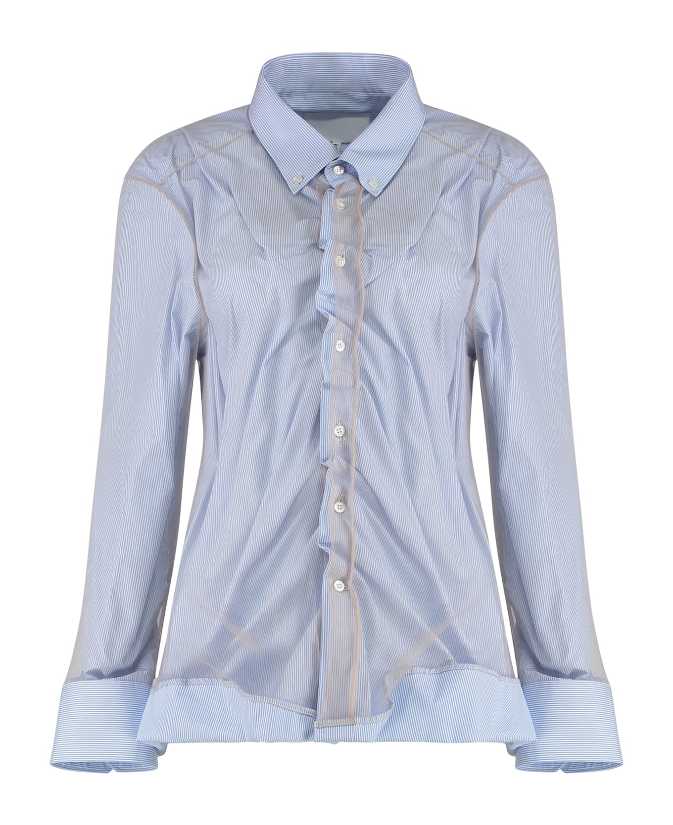 Maison Margiela Striped Cotton Shirt - Light Blue