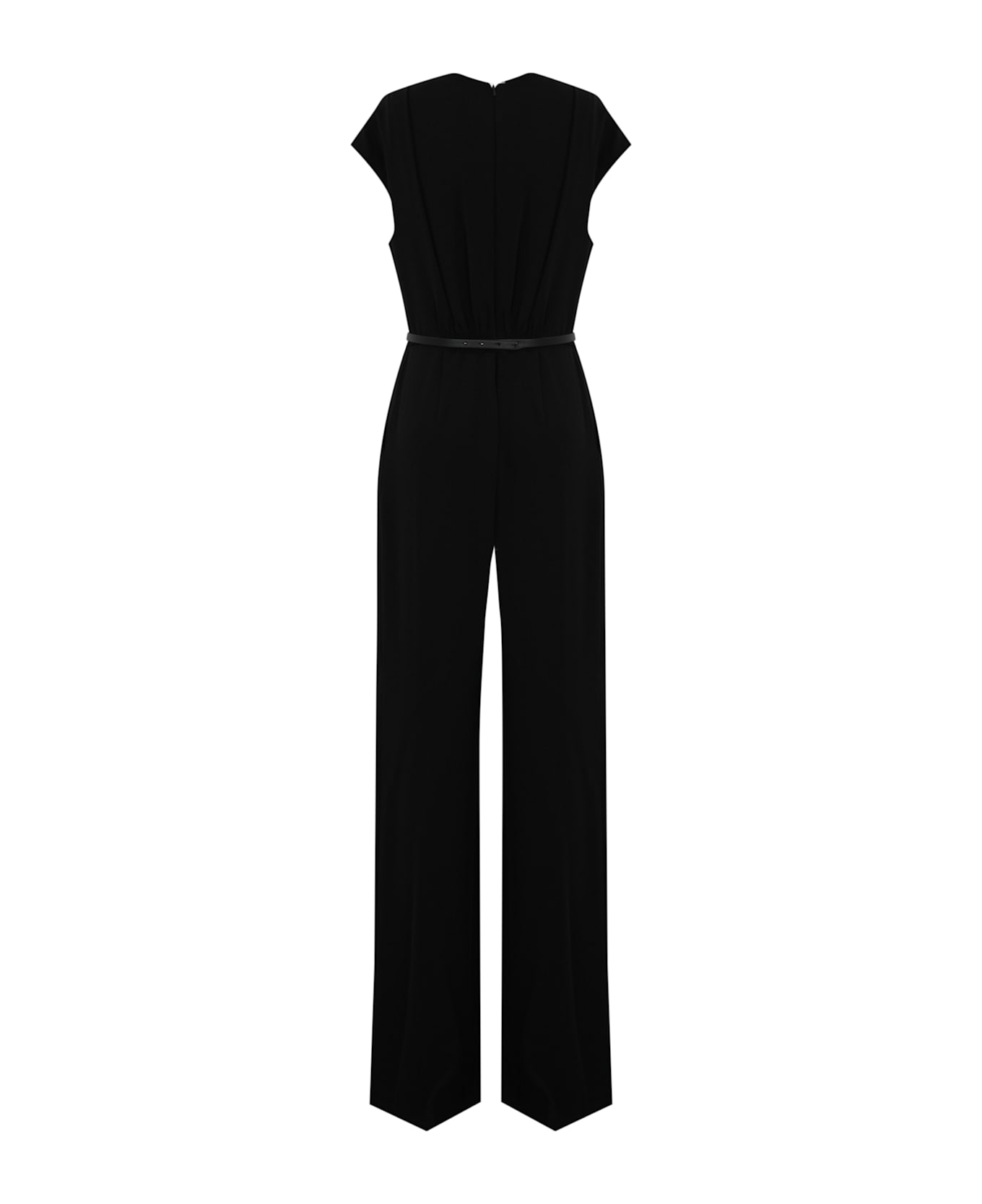 Max Mara Studio Streamlined Draped Jumpsuit In Cady - Nero