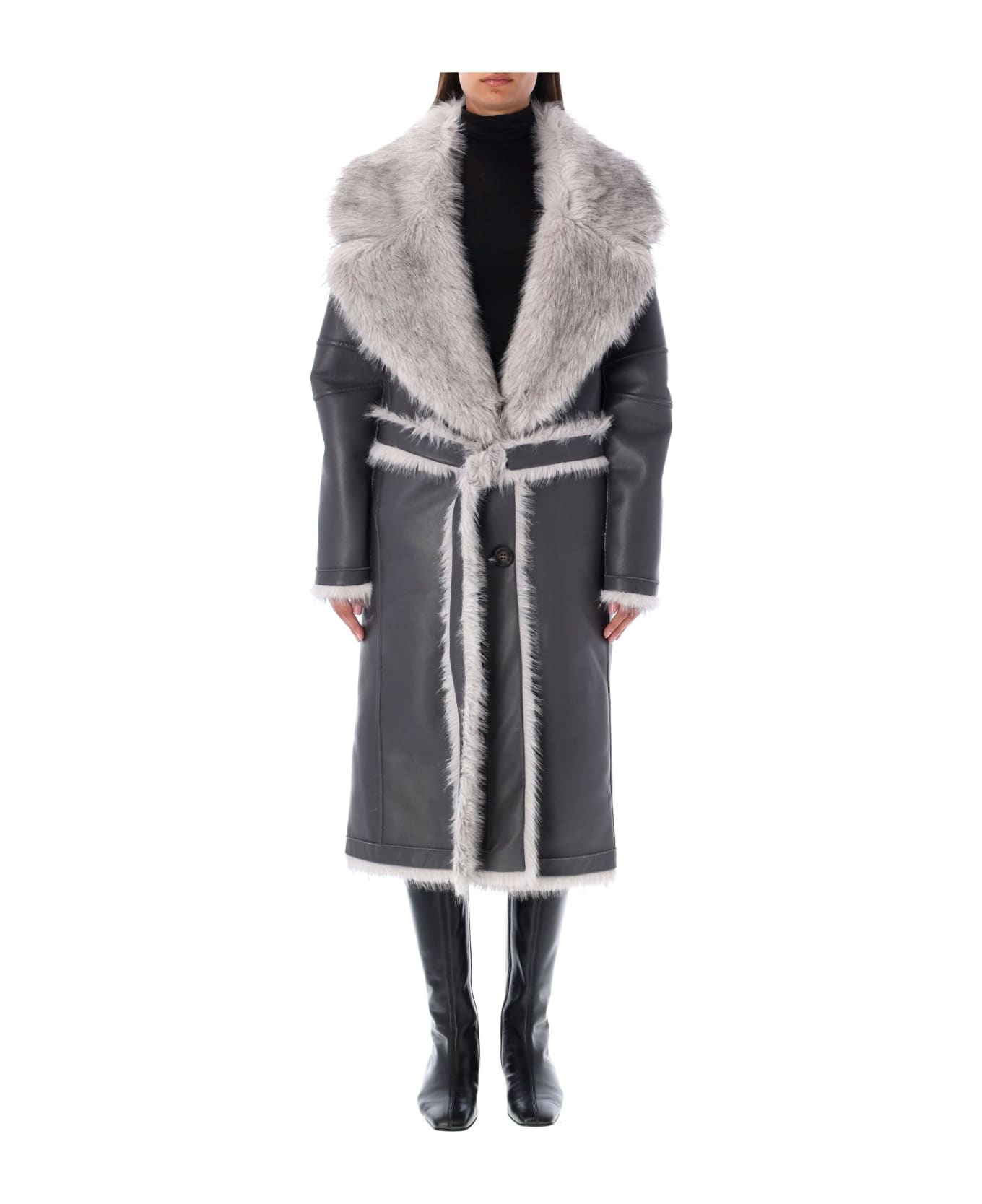 urbancode Eco-fur Coat - SLATE GREY