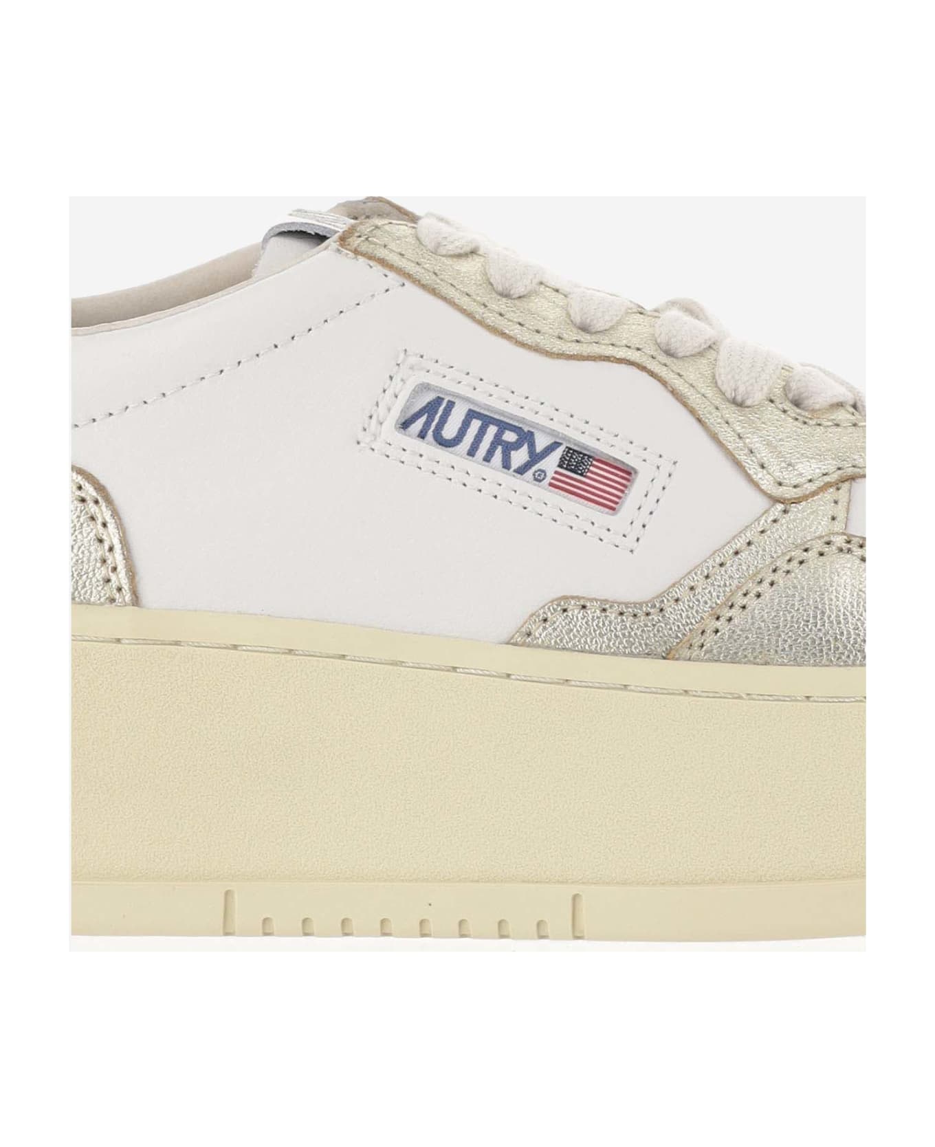 Autry Medalist Platform Leather Sneakers - Gold