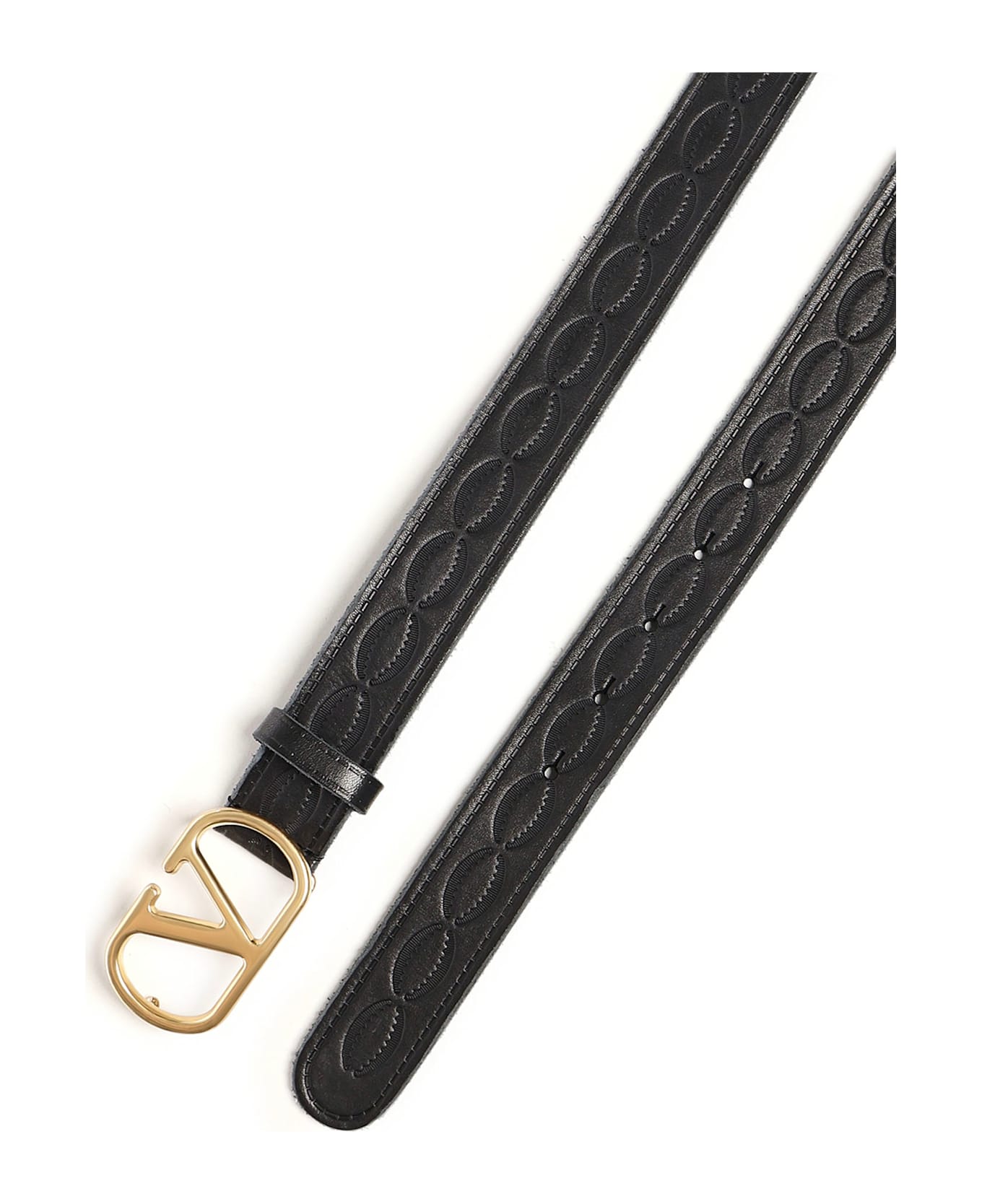 Valentino Garavani Vlogo Singature Leather Belt - Black