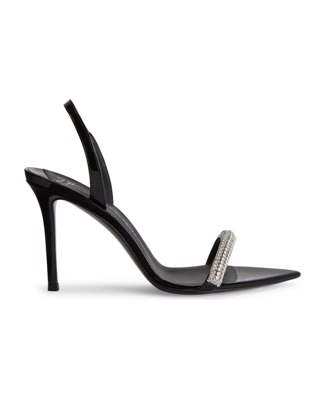 Giuseppe Zanotti Black Patent Leather Slingback Sandals - Black