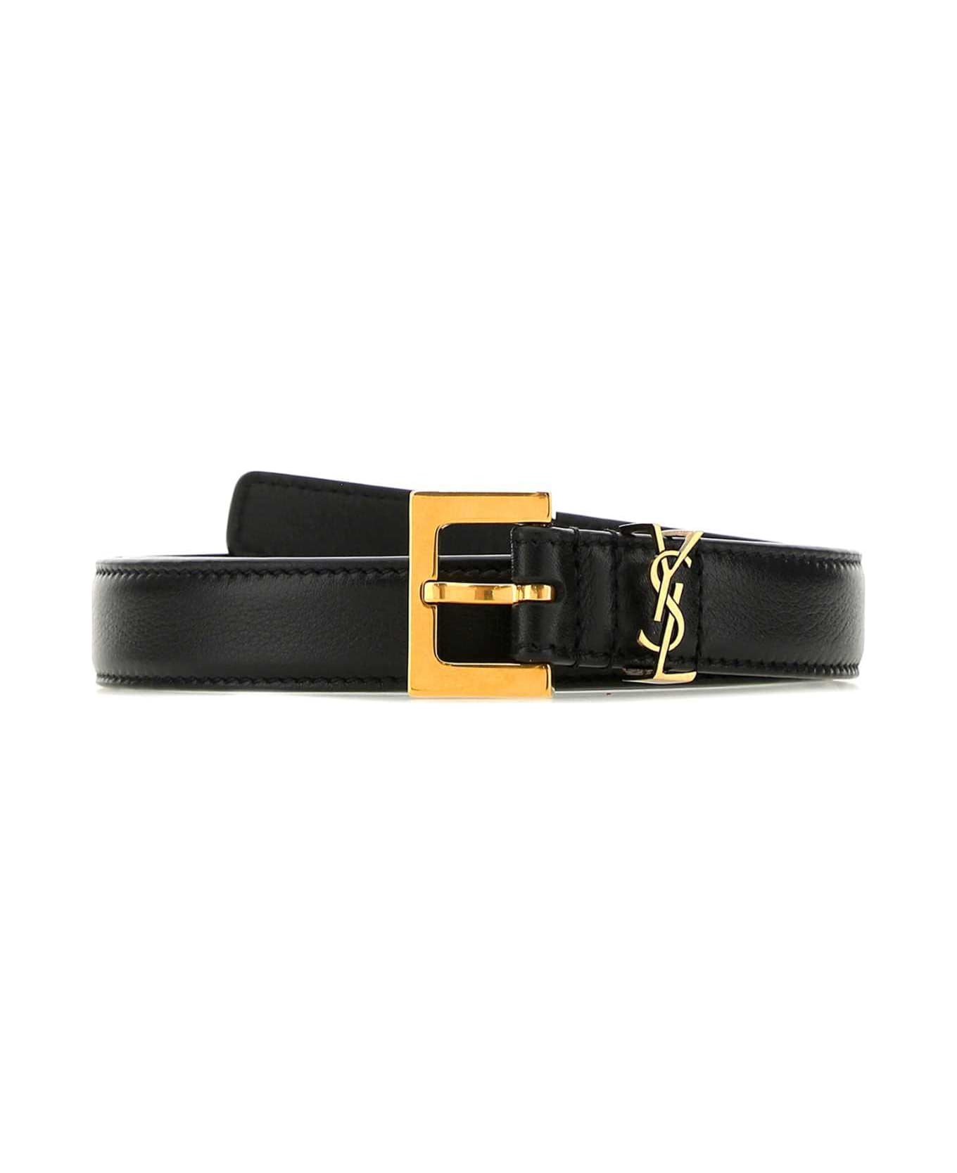Saint Laurent Black Leather Belt - 1000