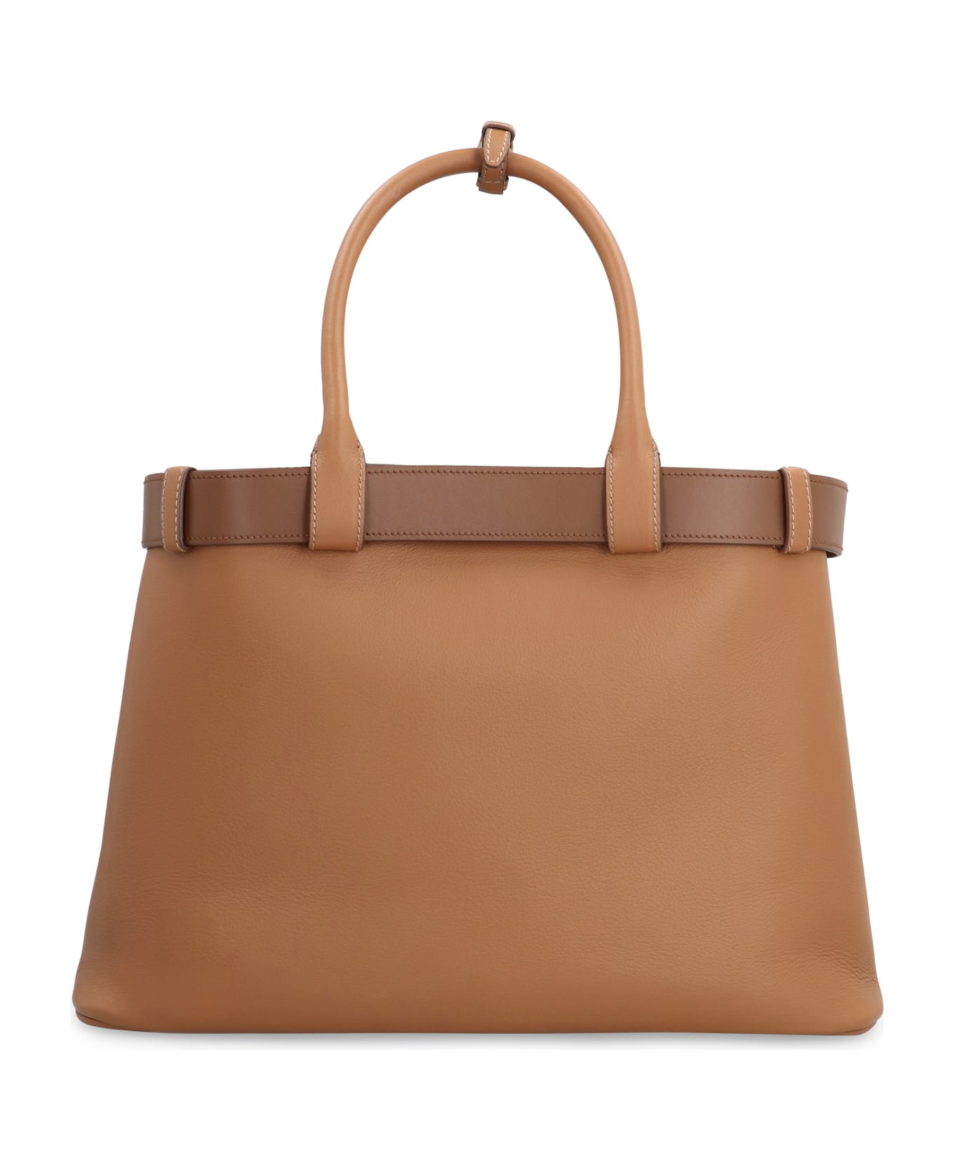 Prada Buckle Leather Bag - Saddle Brown
