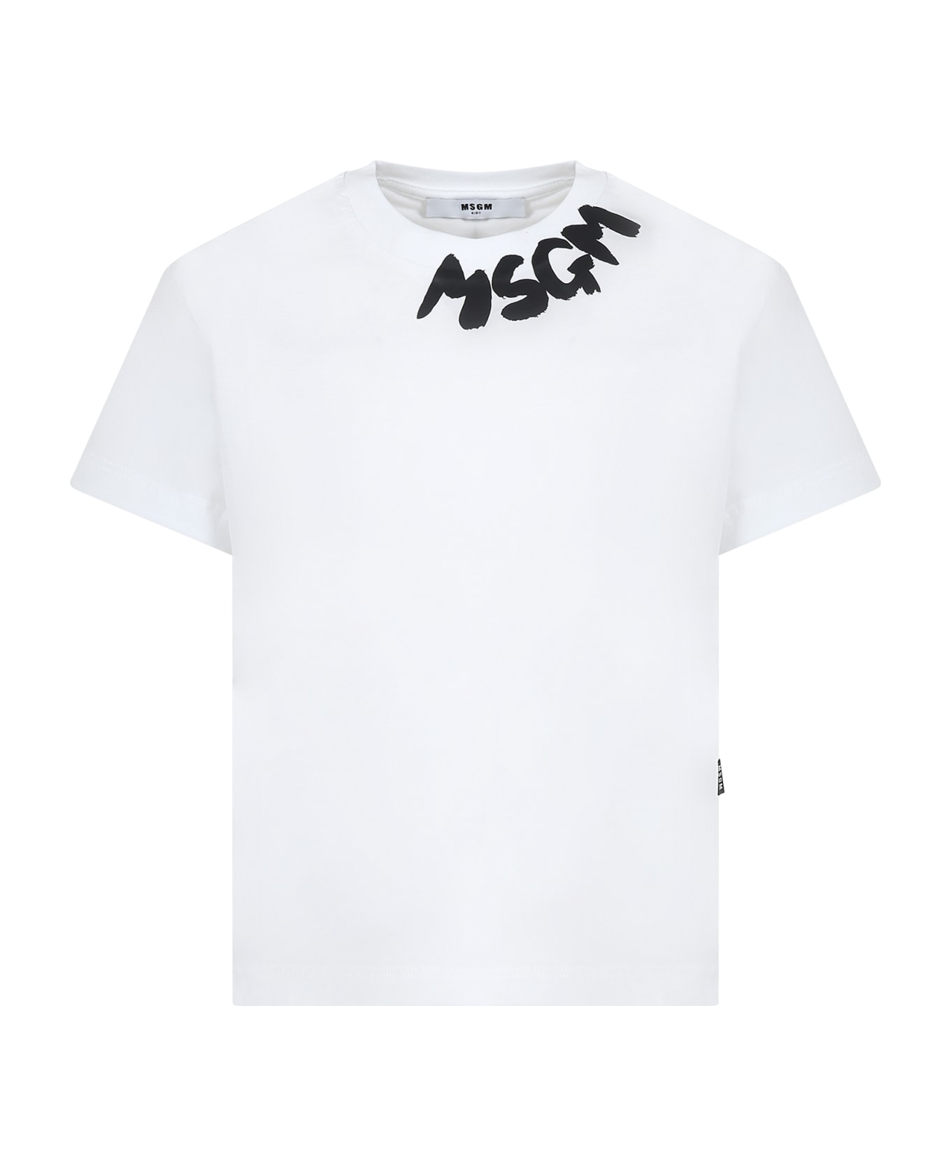 MSGM White Sweatshirt For Kids With Logo - Bianco Tシャツ＆ポロシャツ
