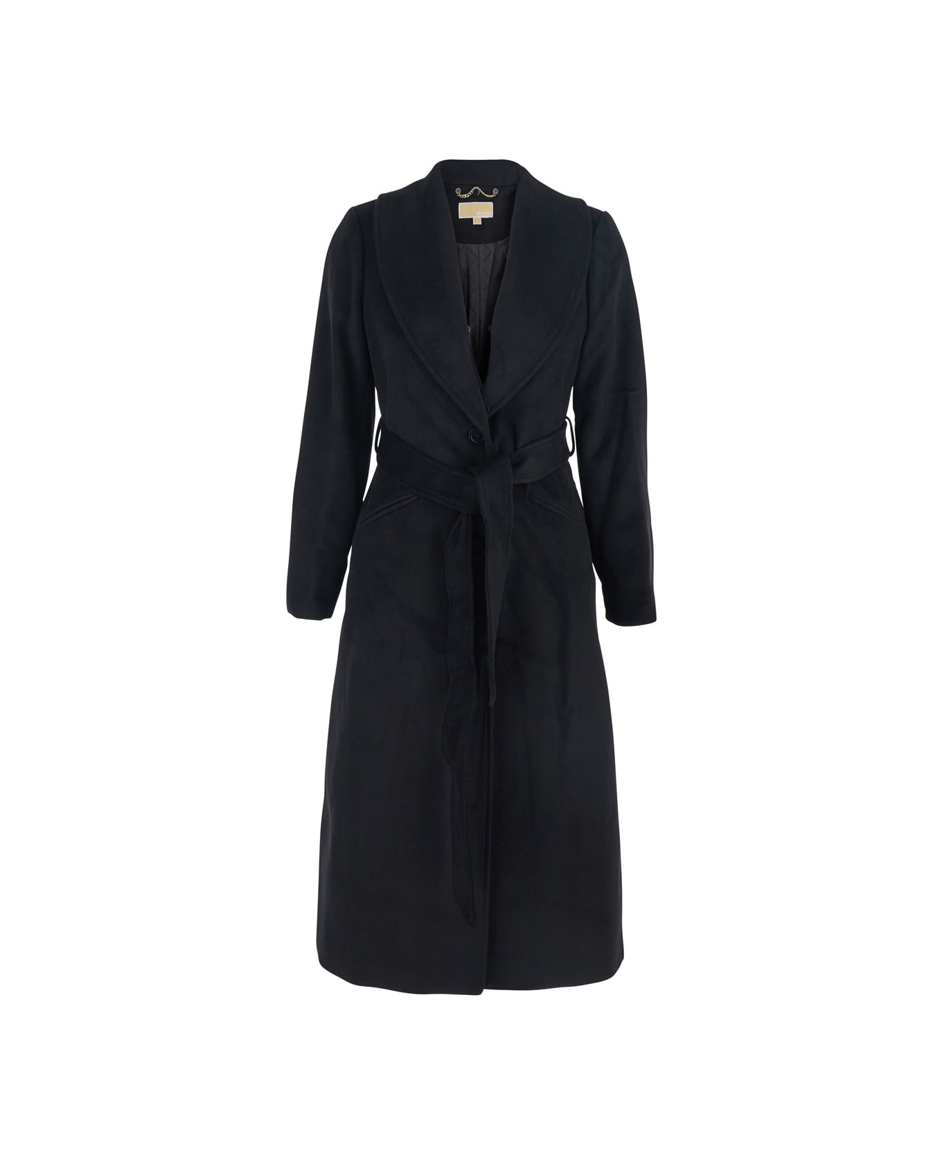 MICHAEL Michael Kors Black Coat With Classic Lapels With Removable Fur In Wool Blend Woman - Black