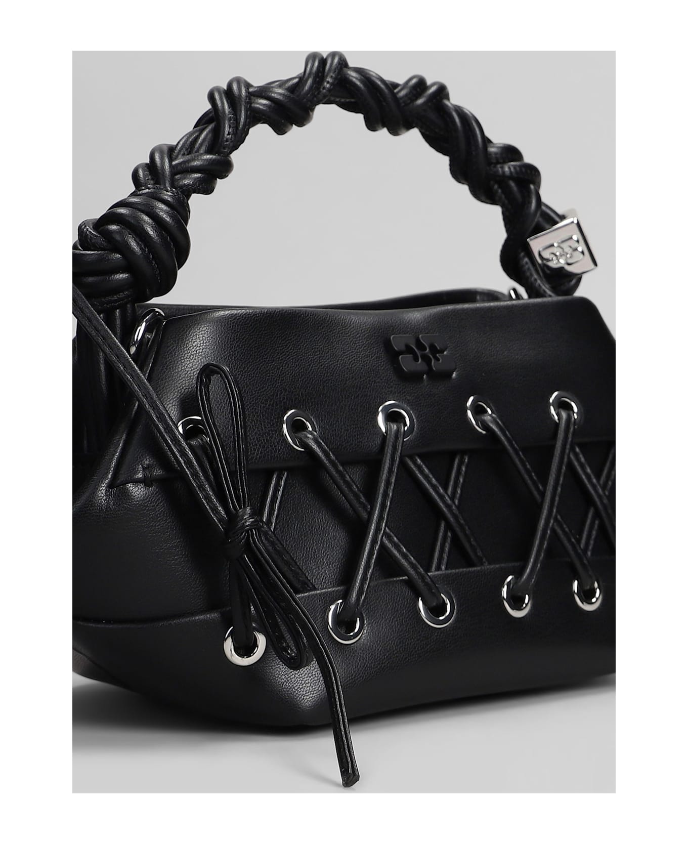 Ganni Bou Bag Mini Shoulder Bag In Black Leather - black