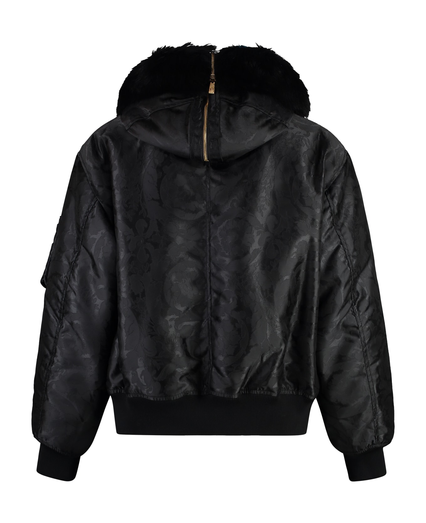 Versace Bomber Jacket In Technical Fabric - black