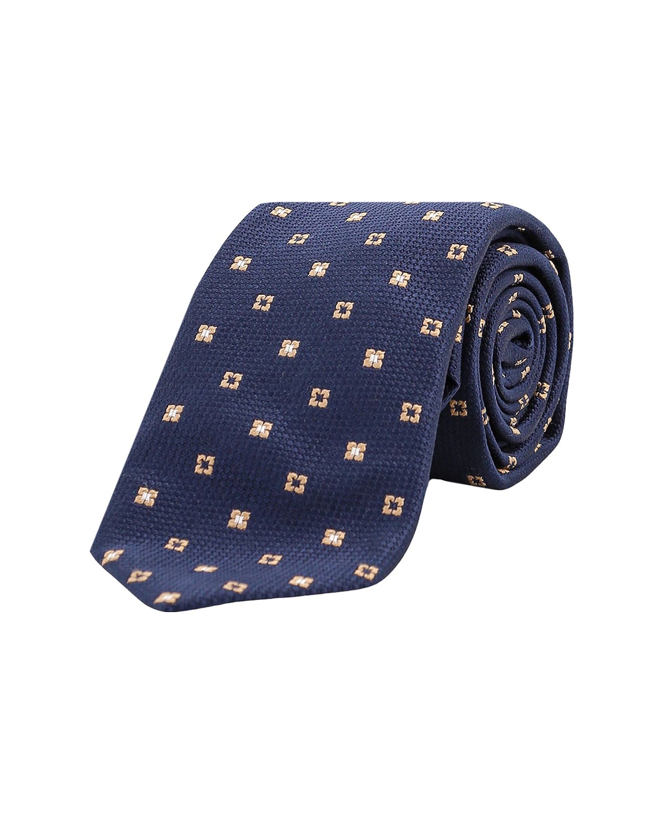 Brunello Cucinelli Square Motif Silk Tie - Blue