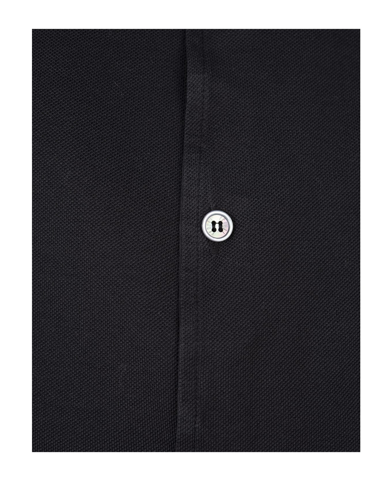 Fedeli Teorema Shirt In Black Cotton Piqué - Black
