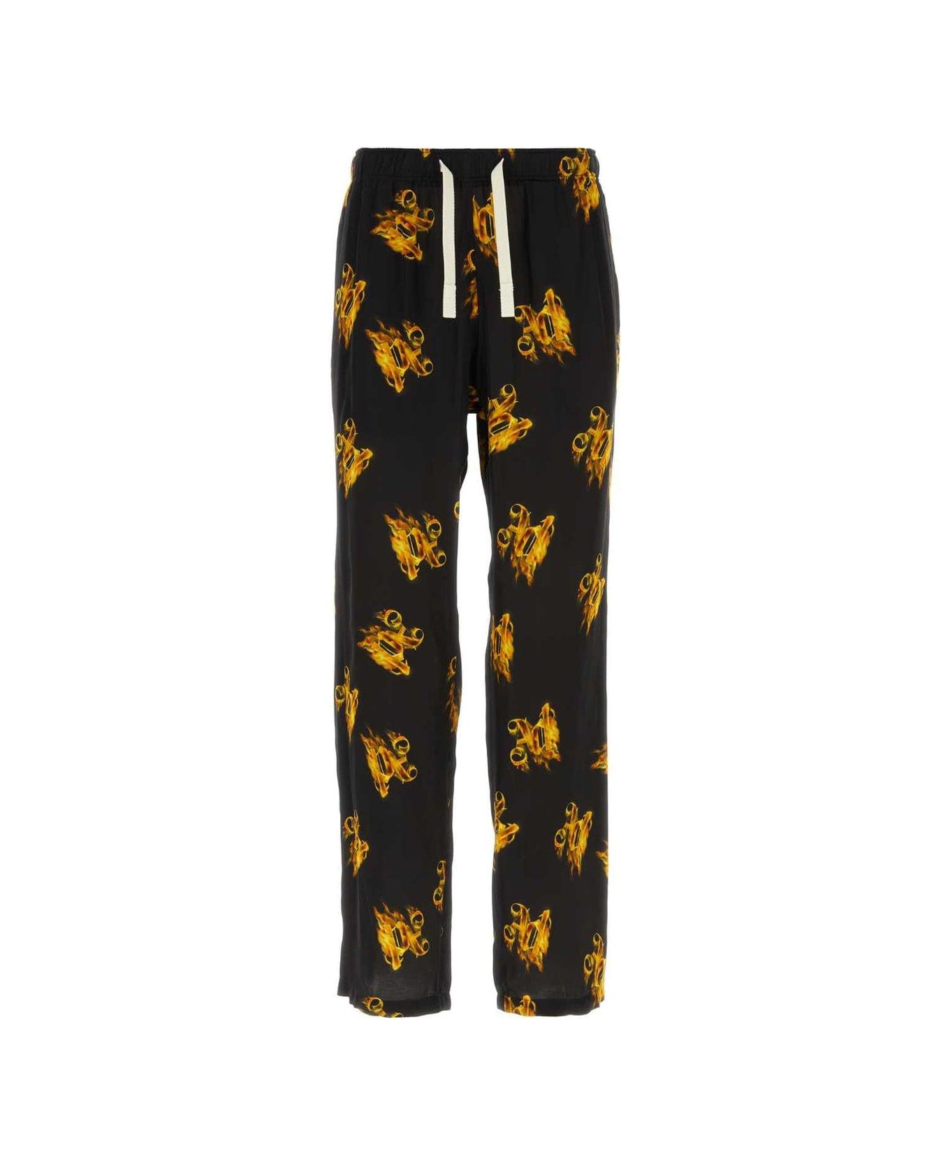 Palm Angels Printed Satin Pyjama Pant - BLACK ボトムス
