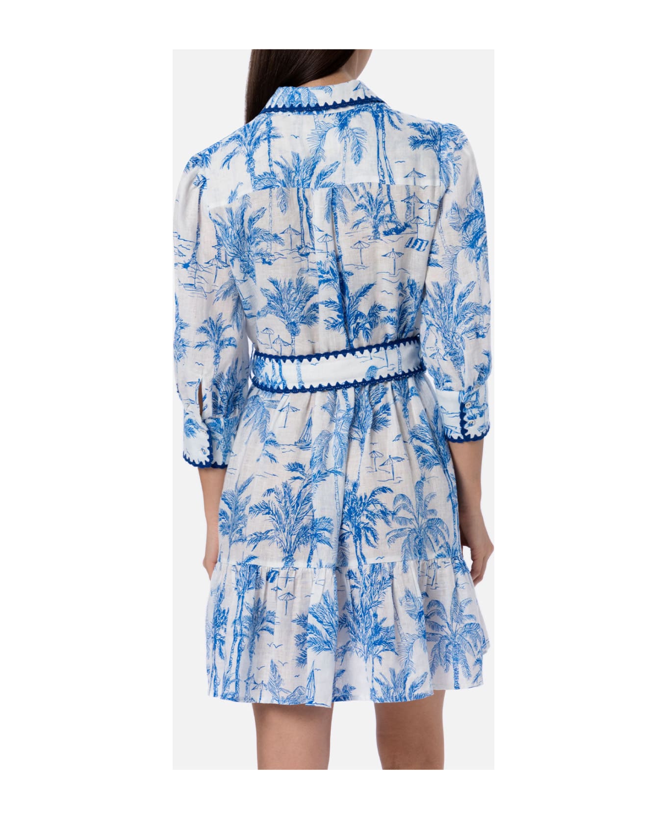 MC2 Saint Barth Woman Toile De Jouy Linen Dress Daisi - BLUE