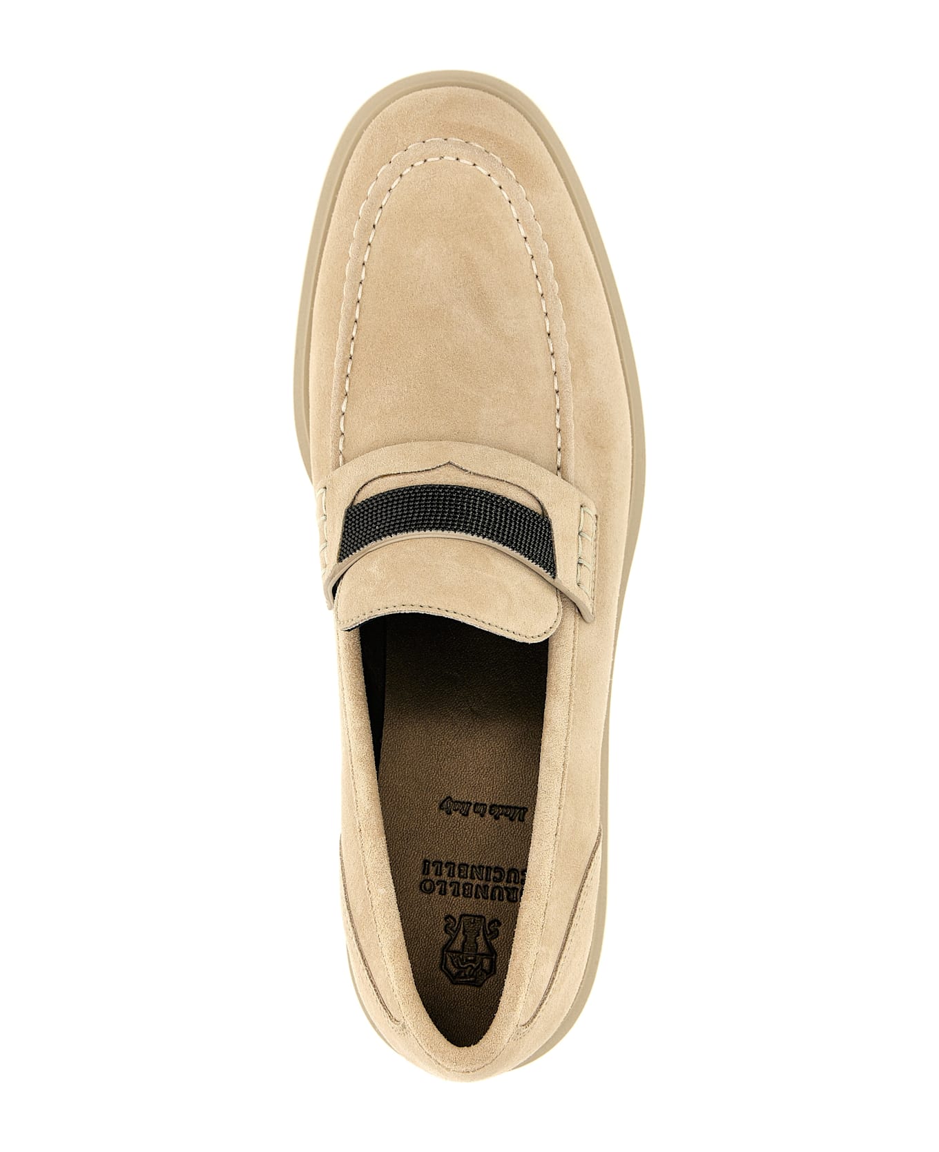 Brunello Cucinelli Loafers With Monile Detail In Suede - Beige