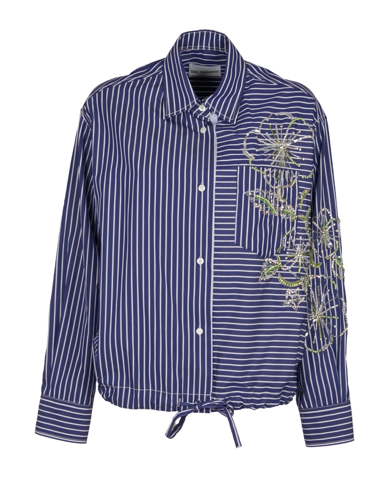 Des Phemmes Stripe Embroidered Shirt - Dark Blue