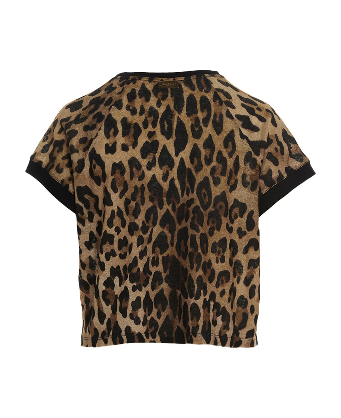 Balmain Leopard Print Linen T-shirt - Multicolor