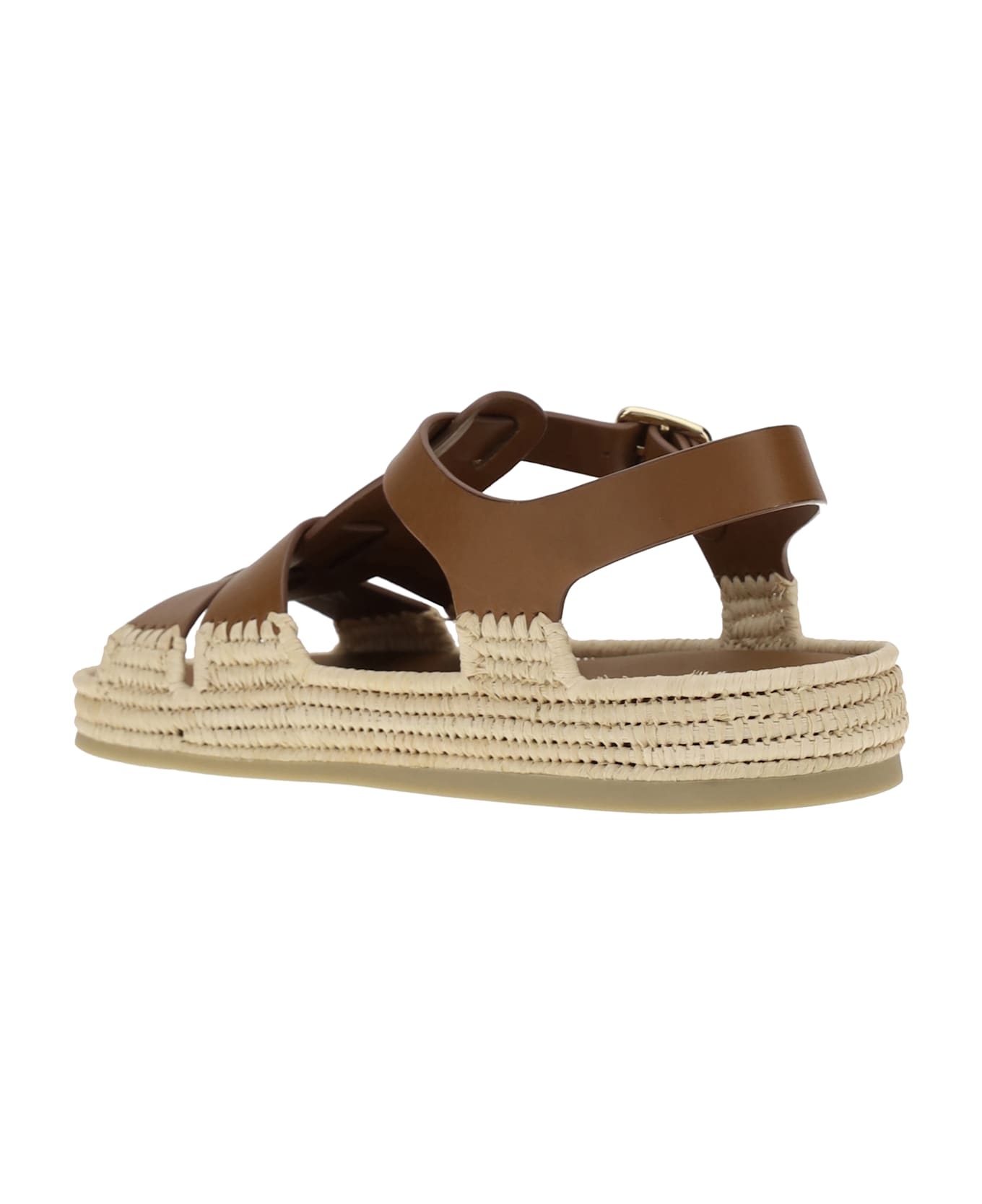 Prada Leather And Raffia Sandals