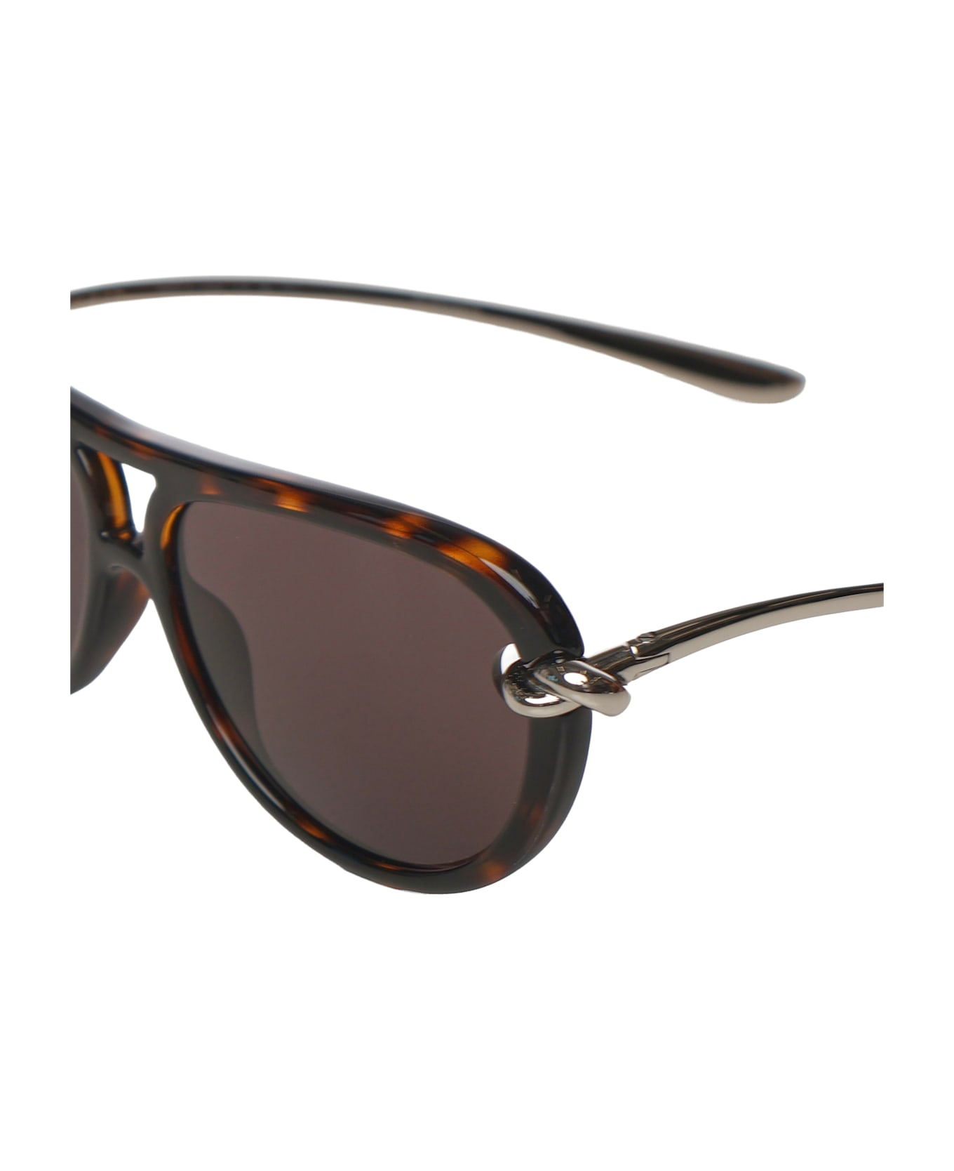 Bottega Veneta Knot Aviator Sunglasses - Havana silver grey