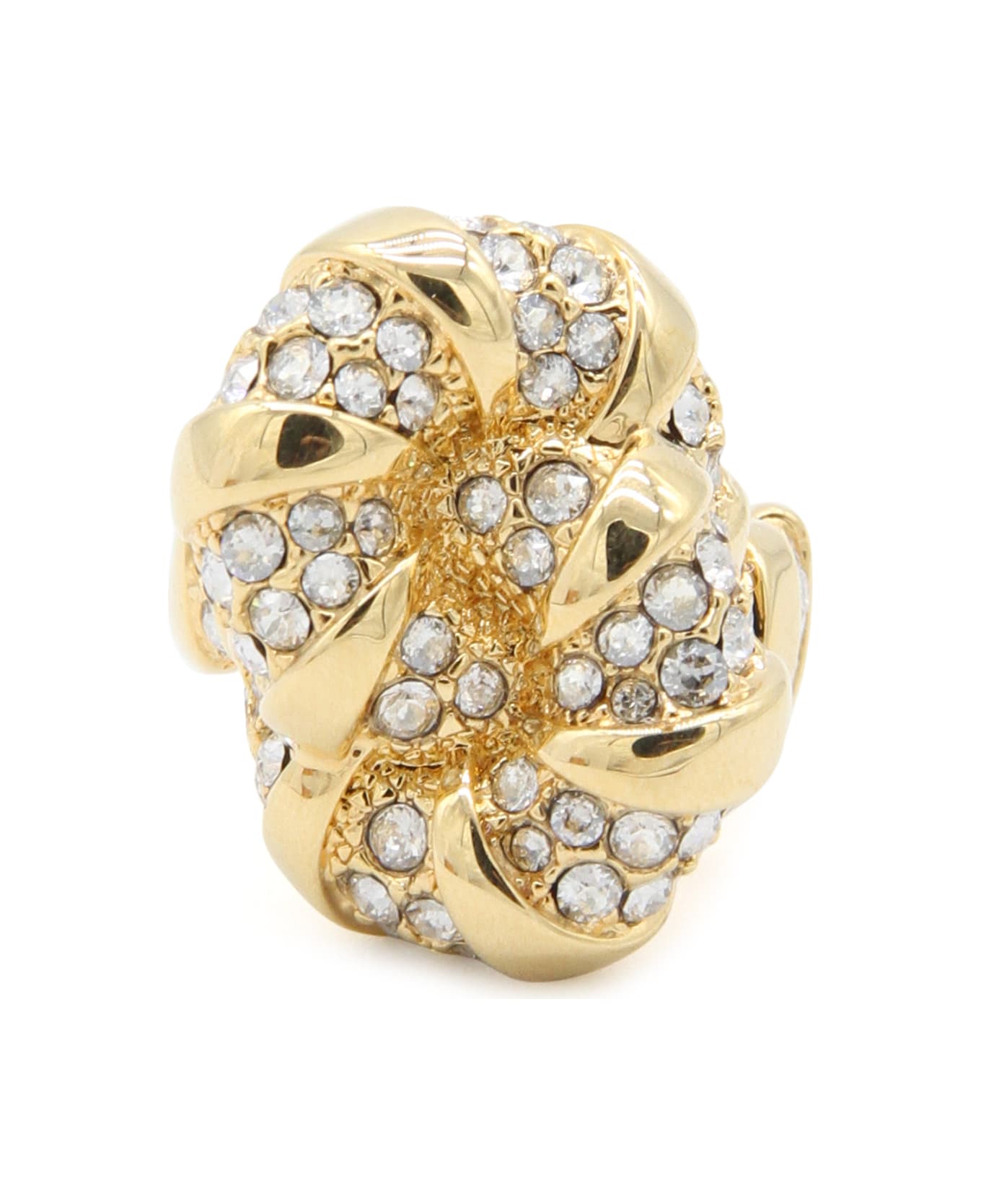 Lanvin Golden Brass Melodie Ring - GOLD/CRYSTAL