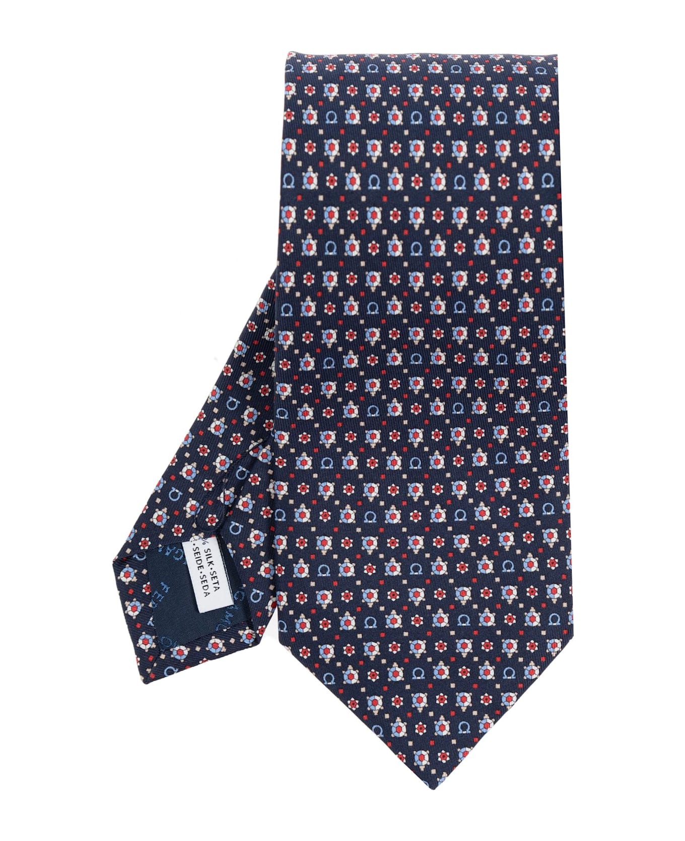 Ferragamo Silk Tie - BLUE/RED
