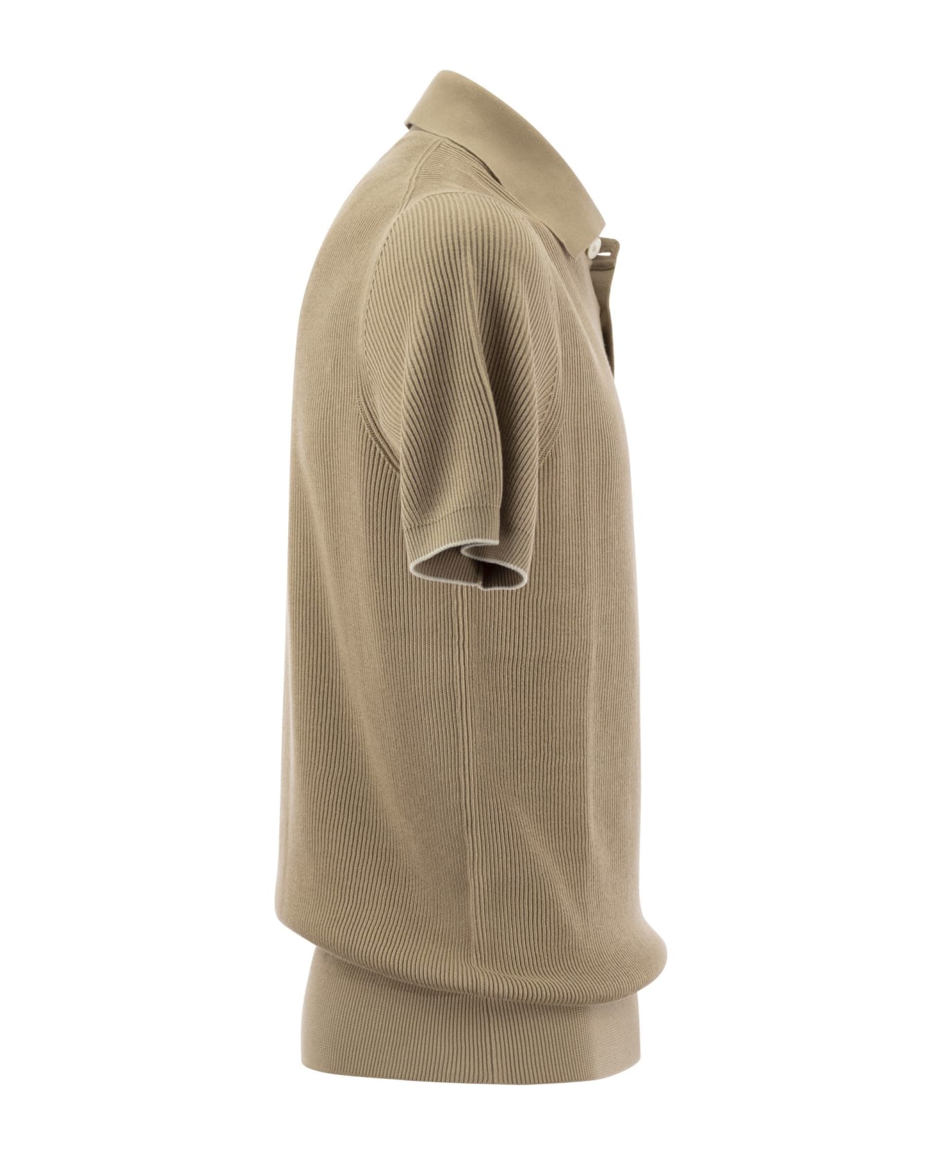Brunello Cucinelli Cotton Polo-style Jersey - Sand ポロシャツ