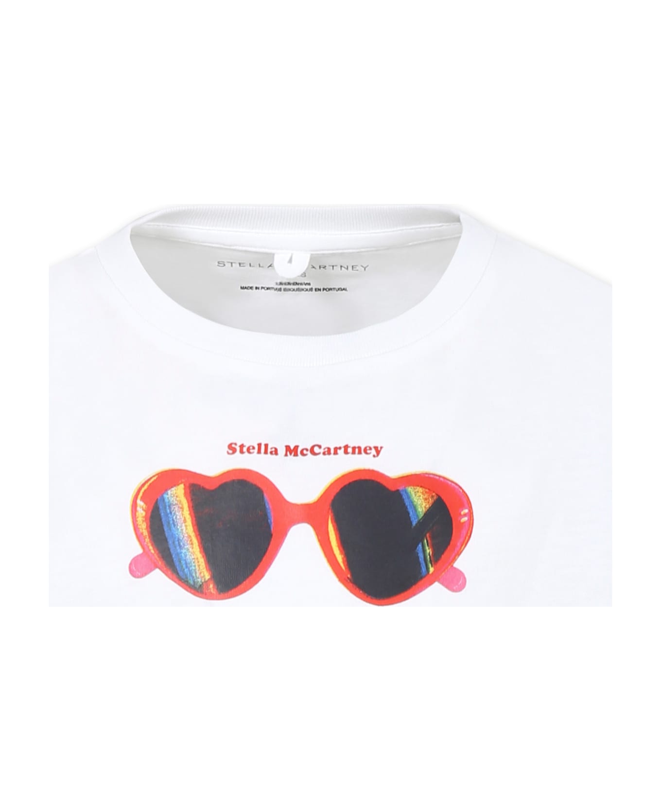 Stella McCartney Kids White T-shirt For Girl With Sunglasses Print - White