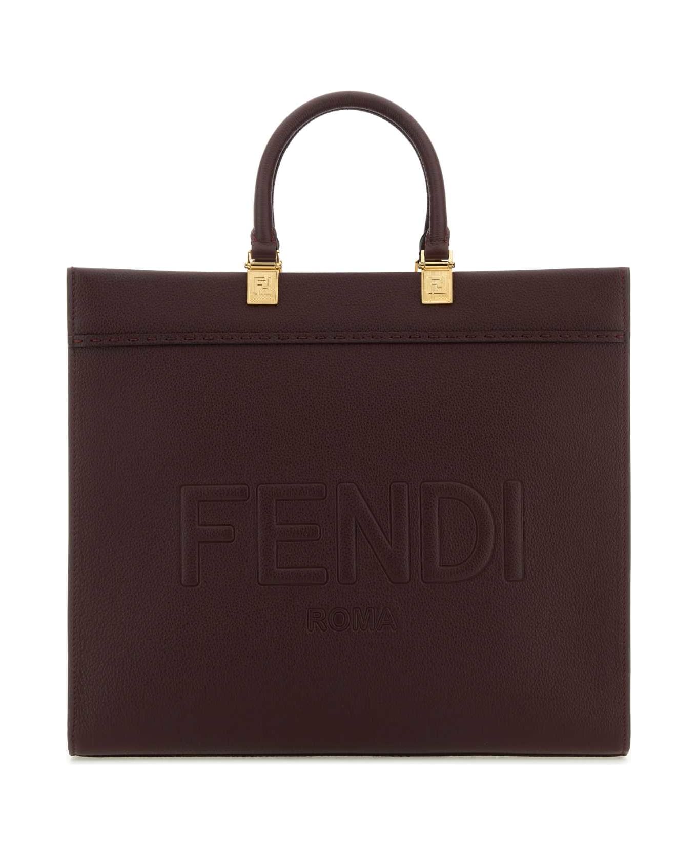 Fendi Grape Leather Medium Sunshine Shopping Bag - BORDEAUX