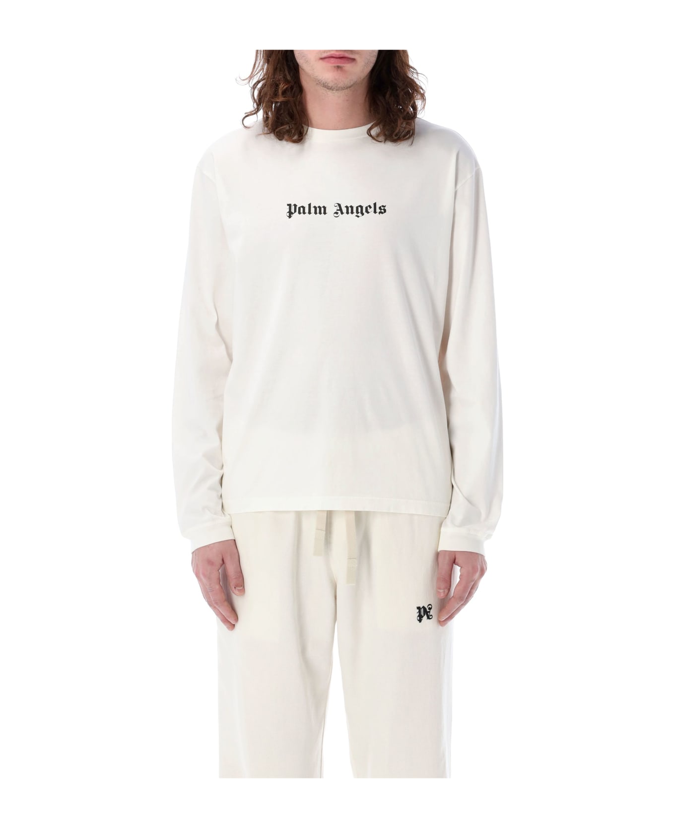 Palm Angels Long Sleeves Logo T-shirt - OFF WHITE フリース