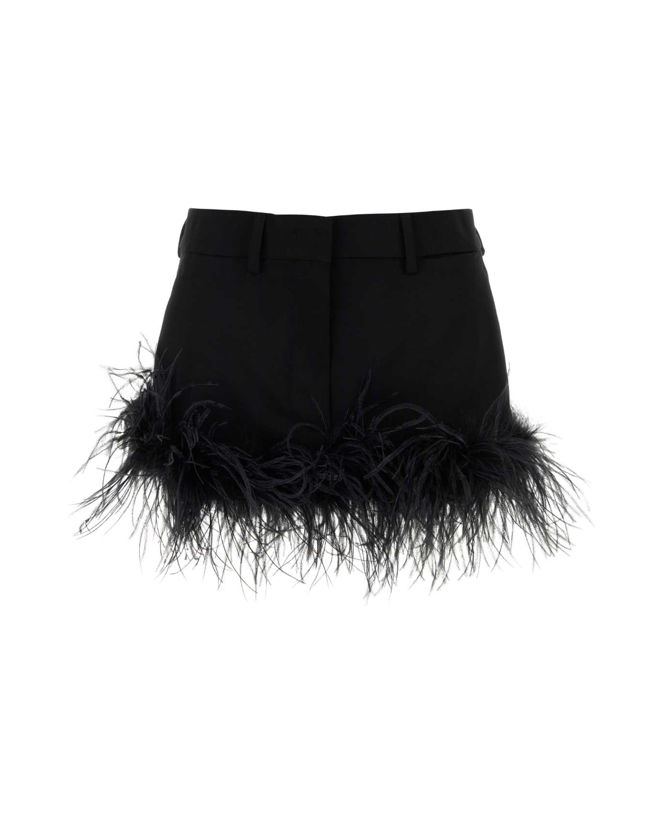 Miu Miu Black Stretch Wool Mini Skirt - NERO スカート
