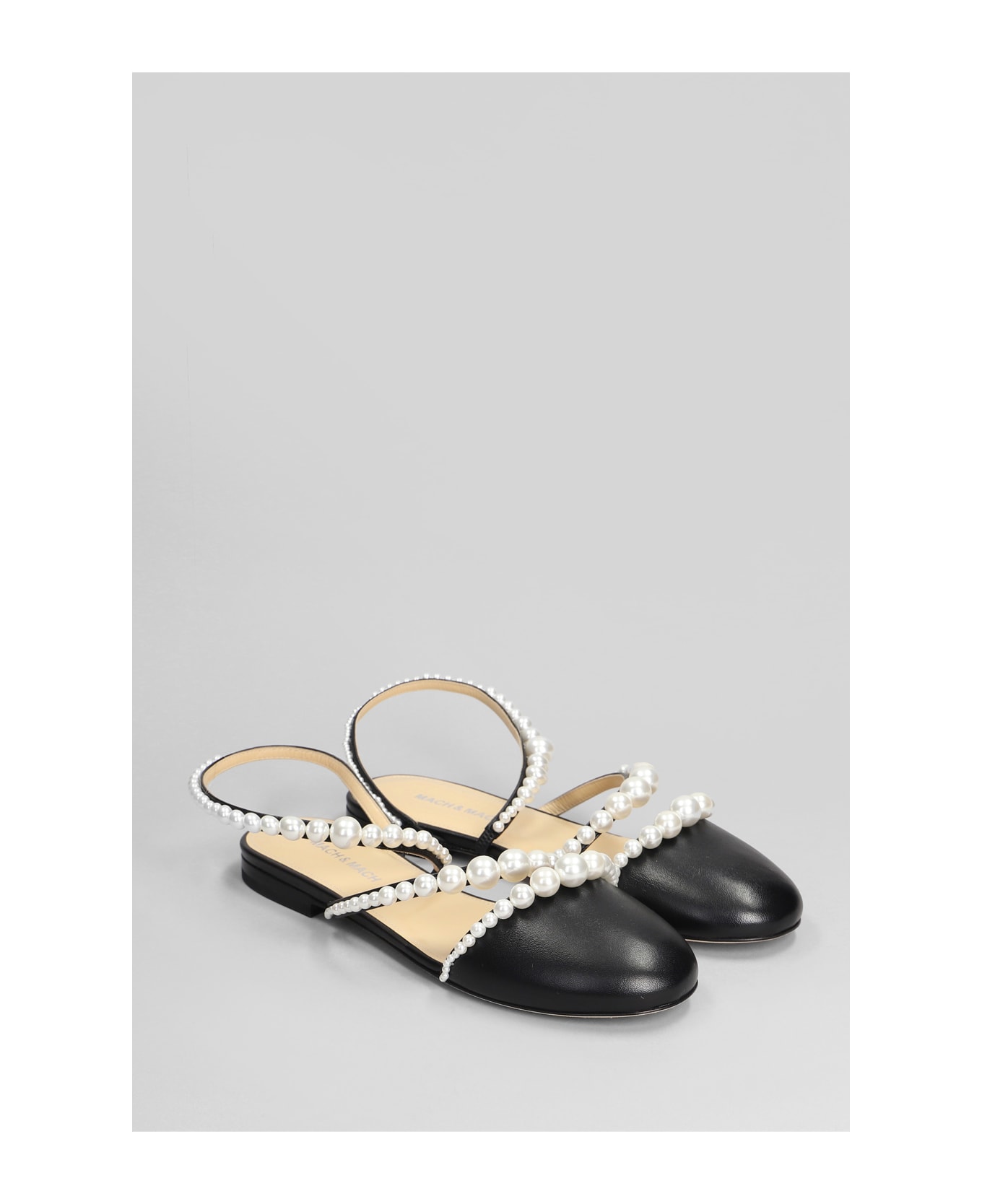 Mach & Mach Ballet Flats In Black Leather - black