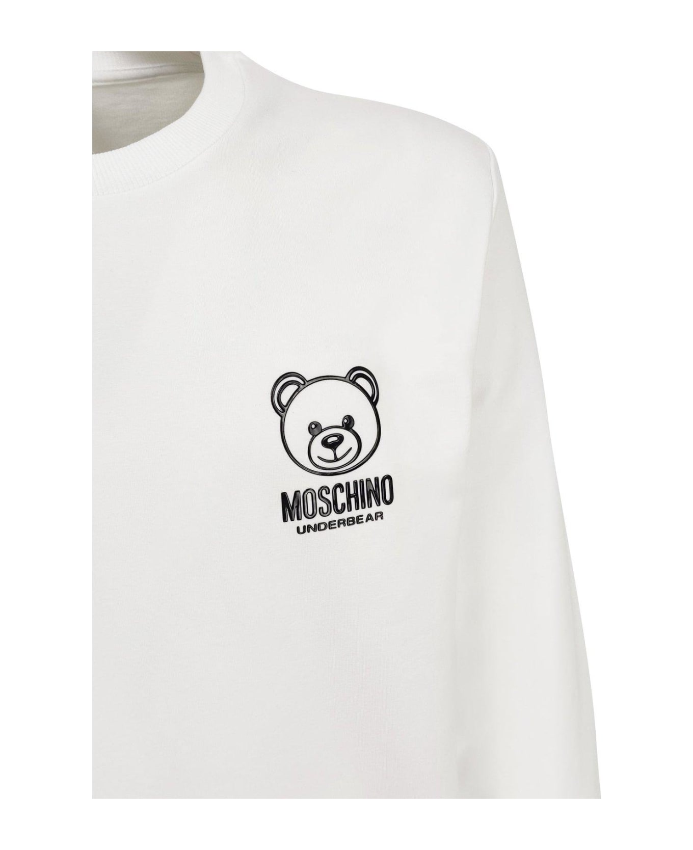 Moschino Teddy Bear Detailed Crewneck Sweatshirt - Bianco