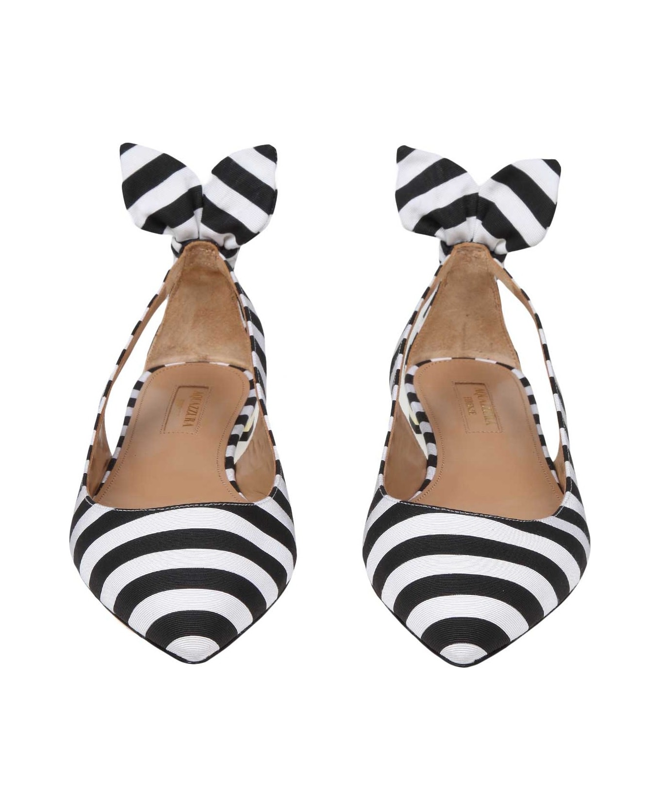 Aquazzura Deneuve Striped Ballet Flats - Black/White