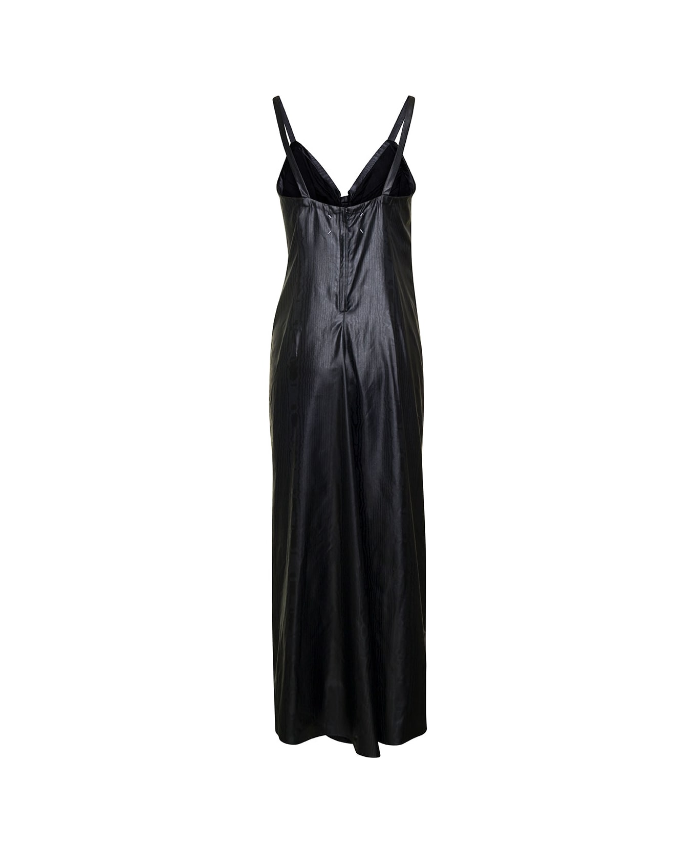 Maison Margiela Black Poly Ruched Midi Dress In Polyester Woman - Black
