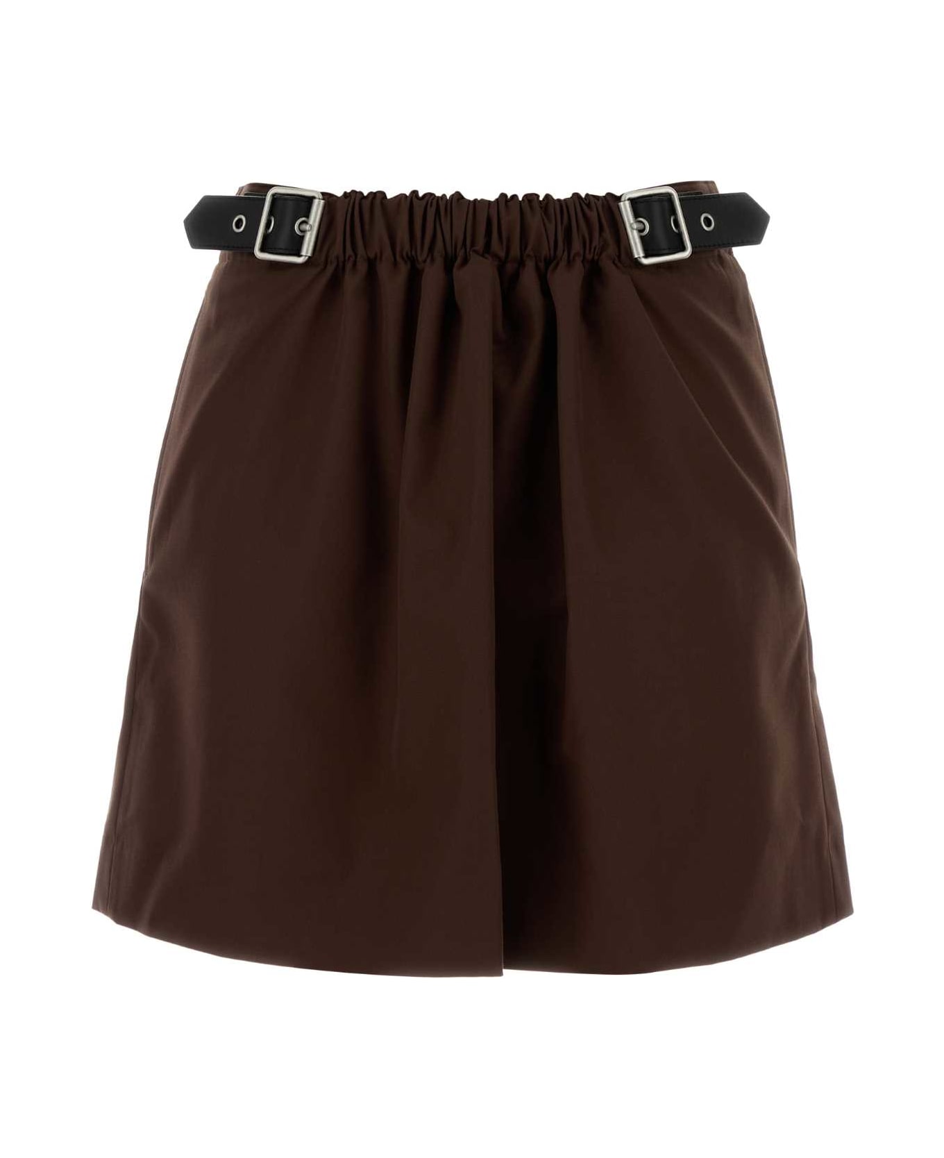 Loewe Brown Gabardine Mini Skirt - COFFEE