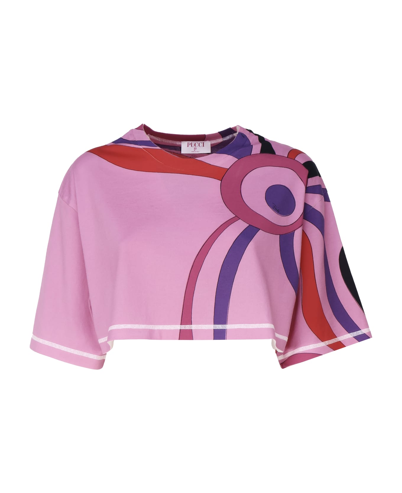 Pucci Crop Top T-shirt - Pink marmo